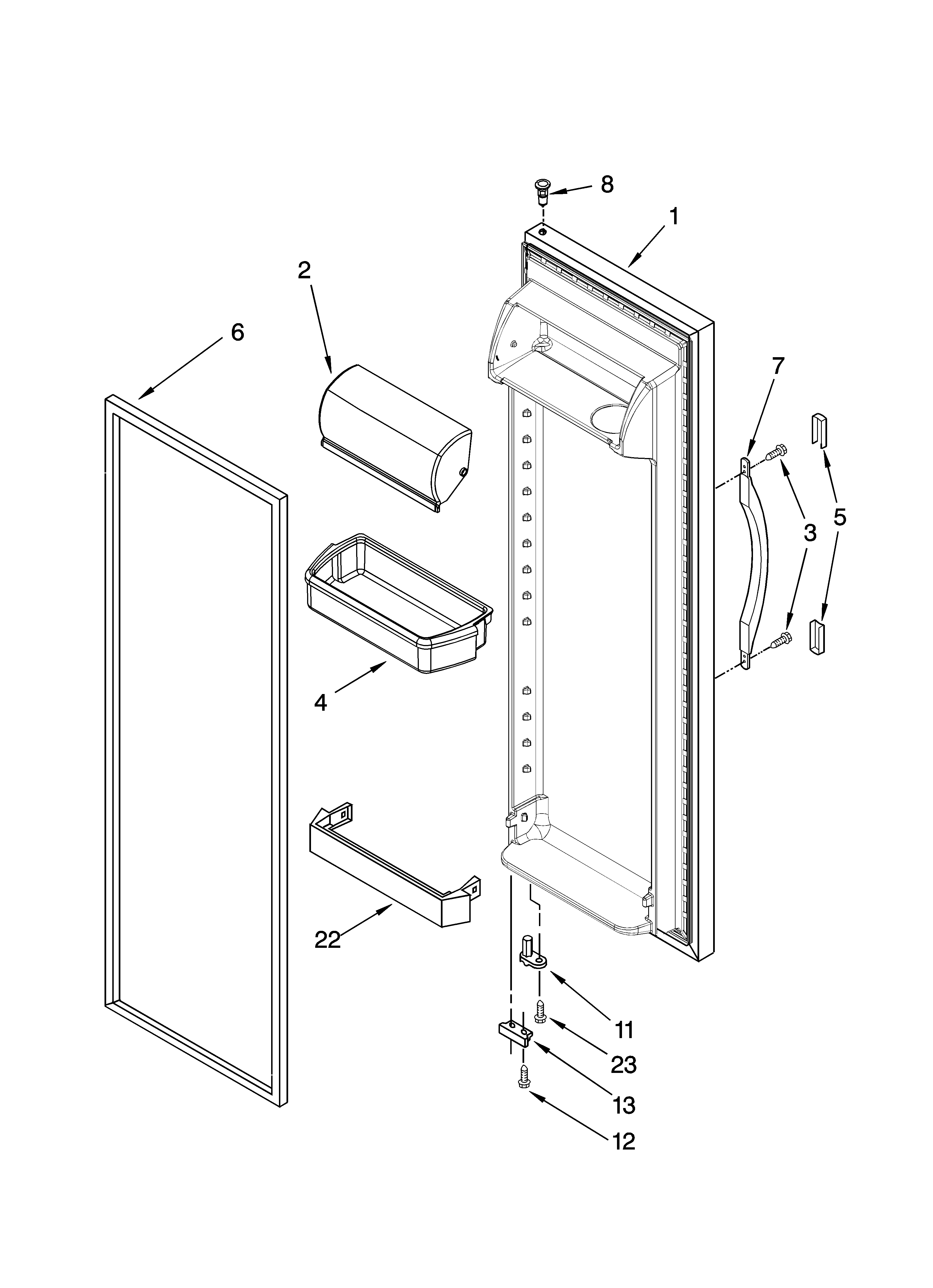 Roper RS22CFXTQ00 refrigerator door parts diagram