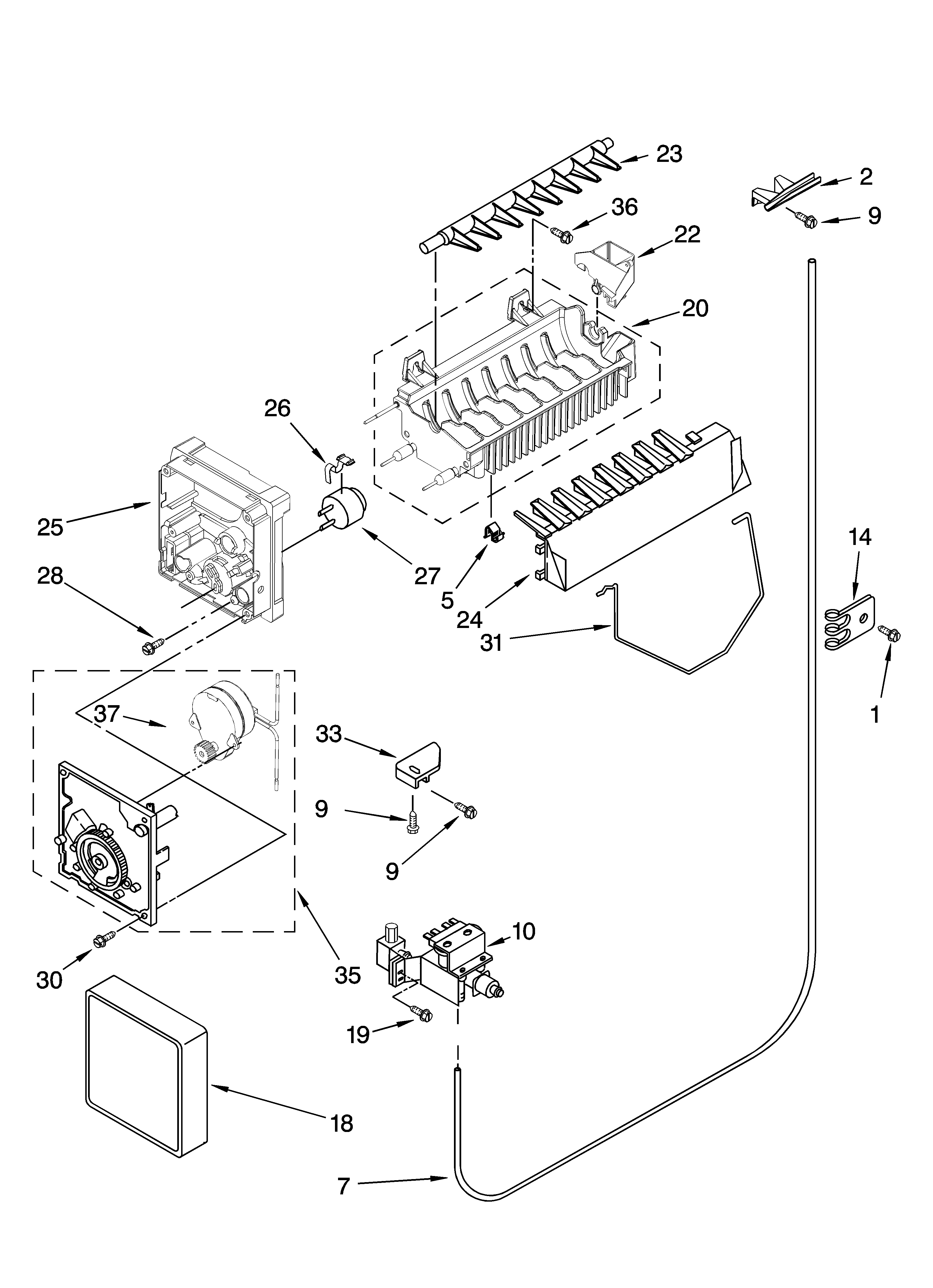 Roper RS22CFXTQ00 icemaker parts, optional parts (not included) diagram