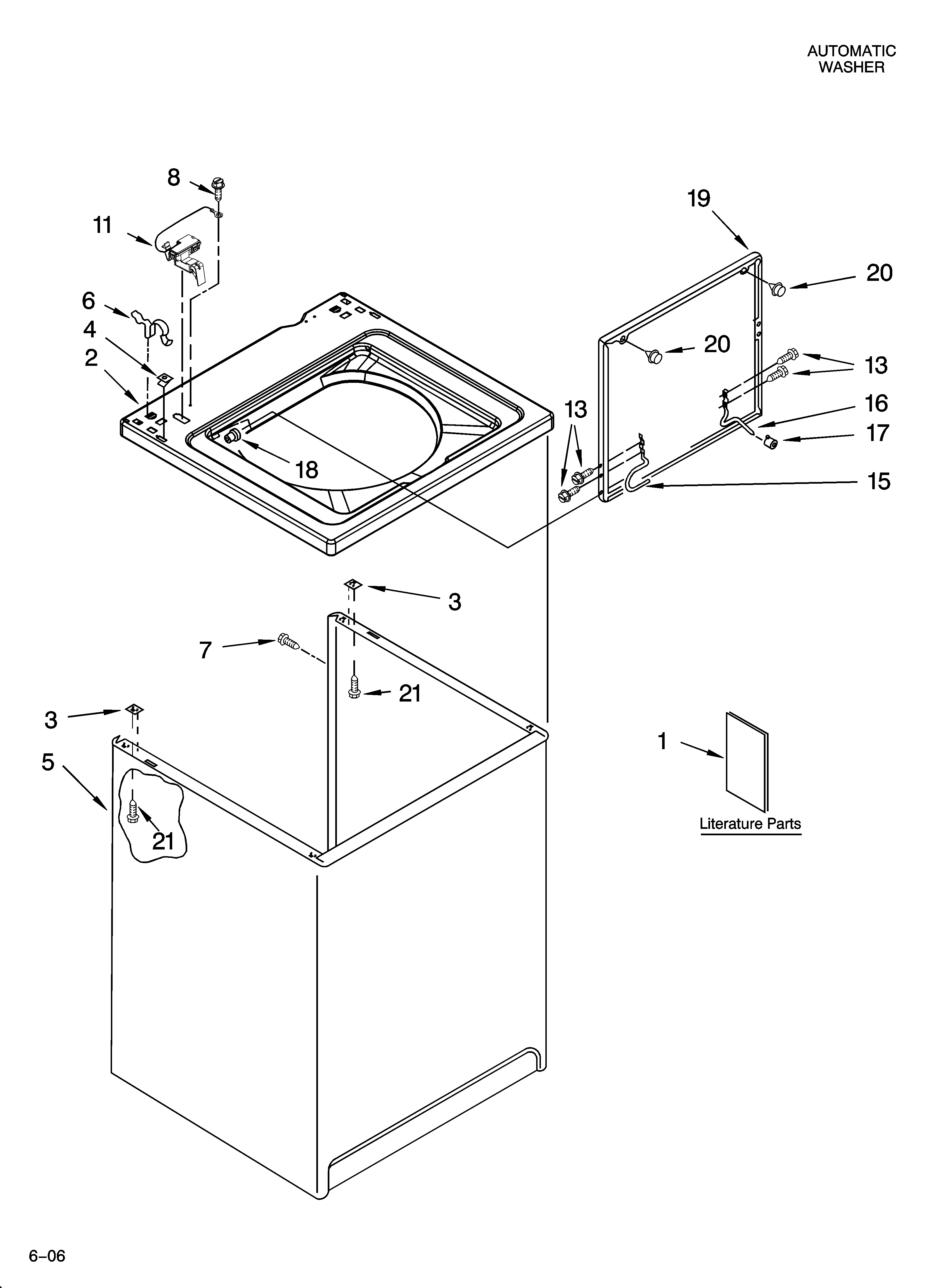 Roper RTW4100SQ0 top and cabinet parts diagram