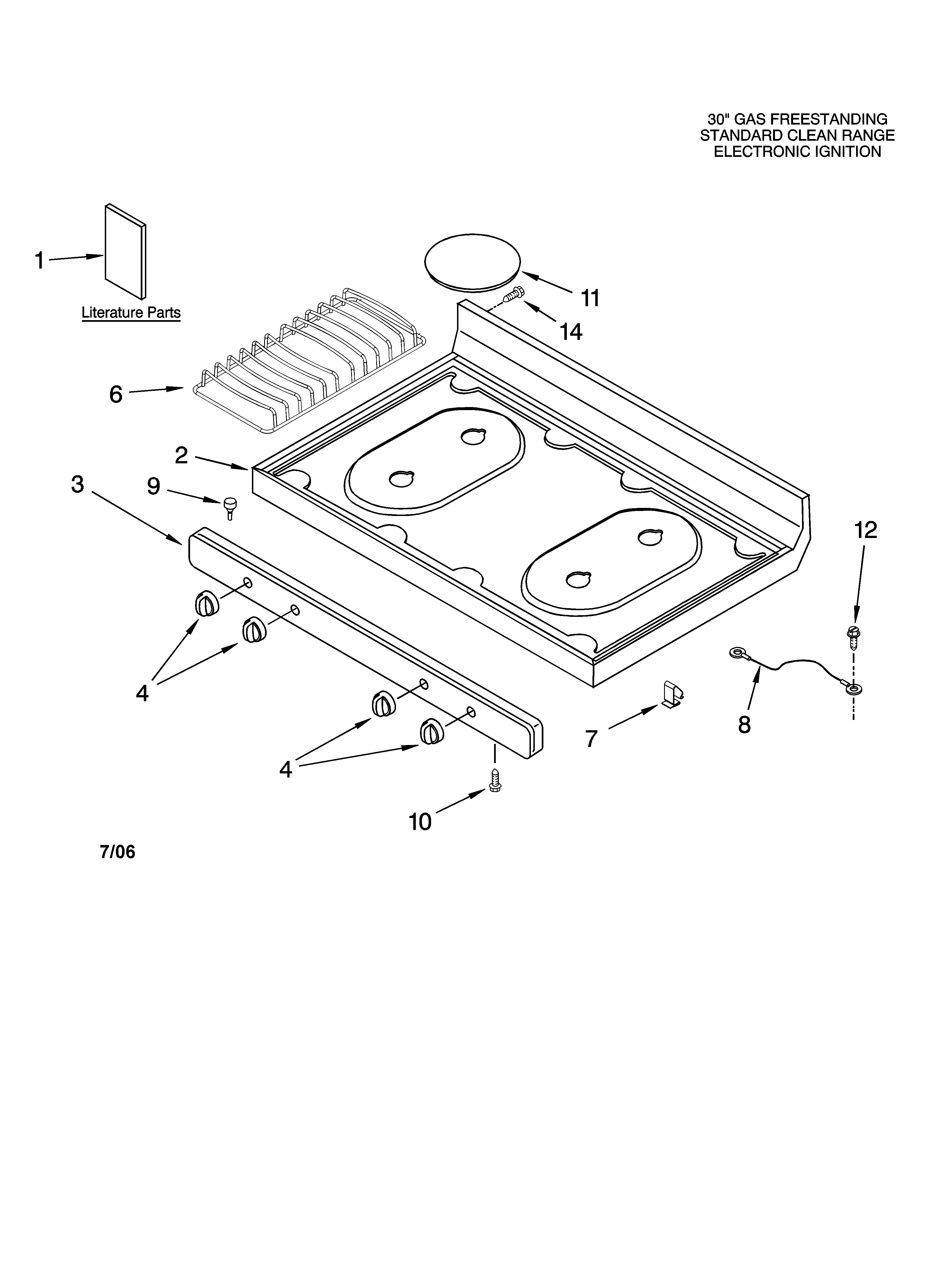 Whirlpool SF114PXSQ0 cooktop parts diagram