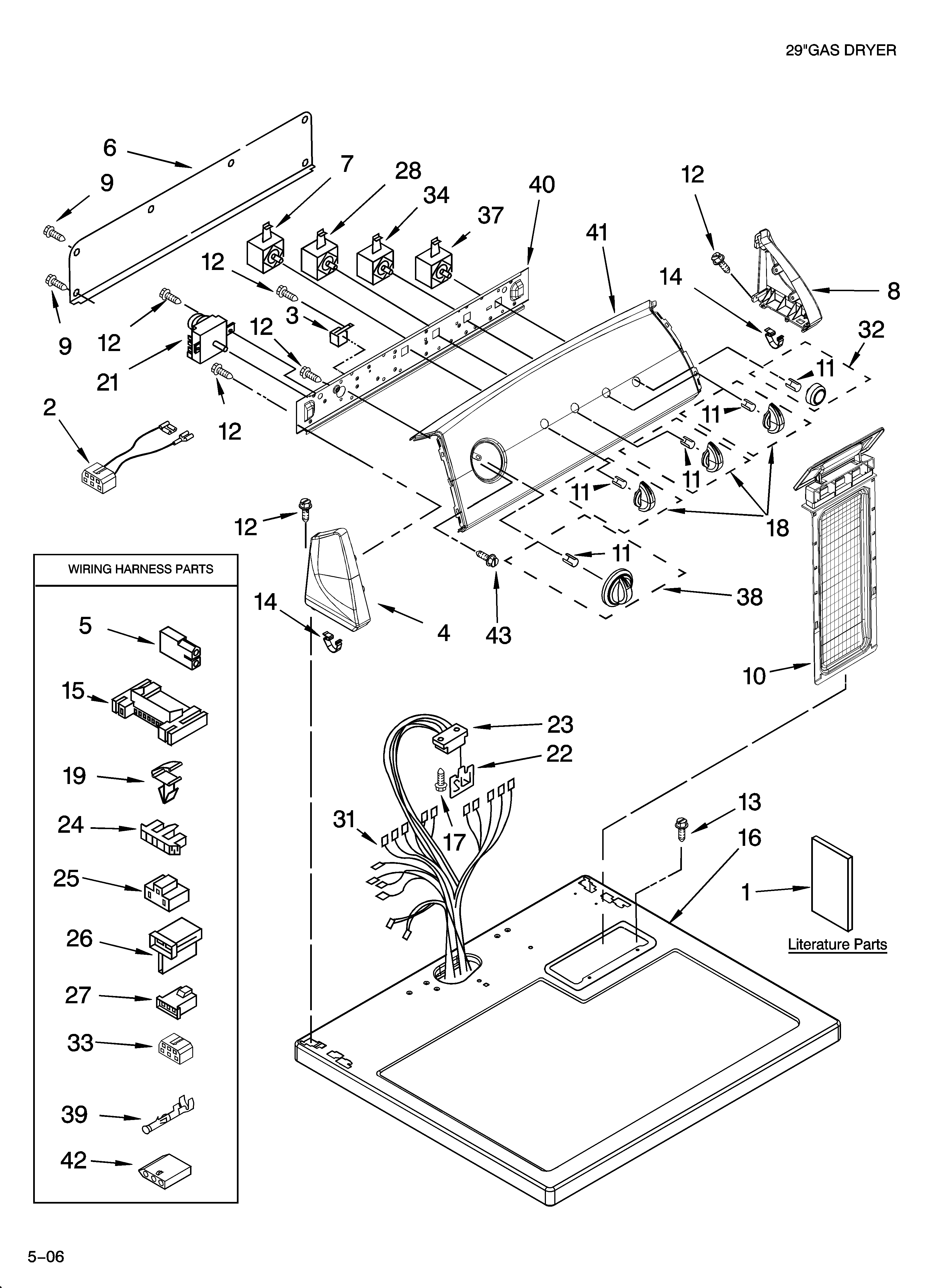 Whirlpool WGD5800SW0 top and console parts diagram