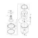 Whirlpool WTW5310SQ0 agitator, basket and tub parts diagram