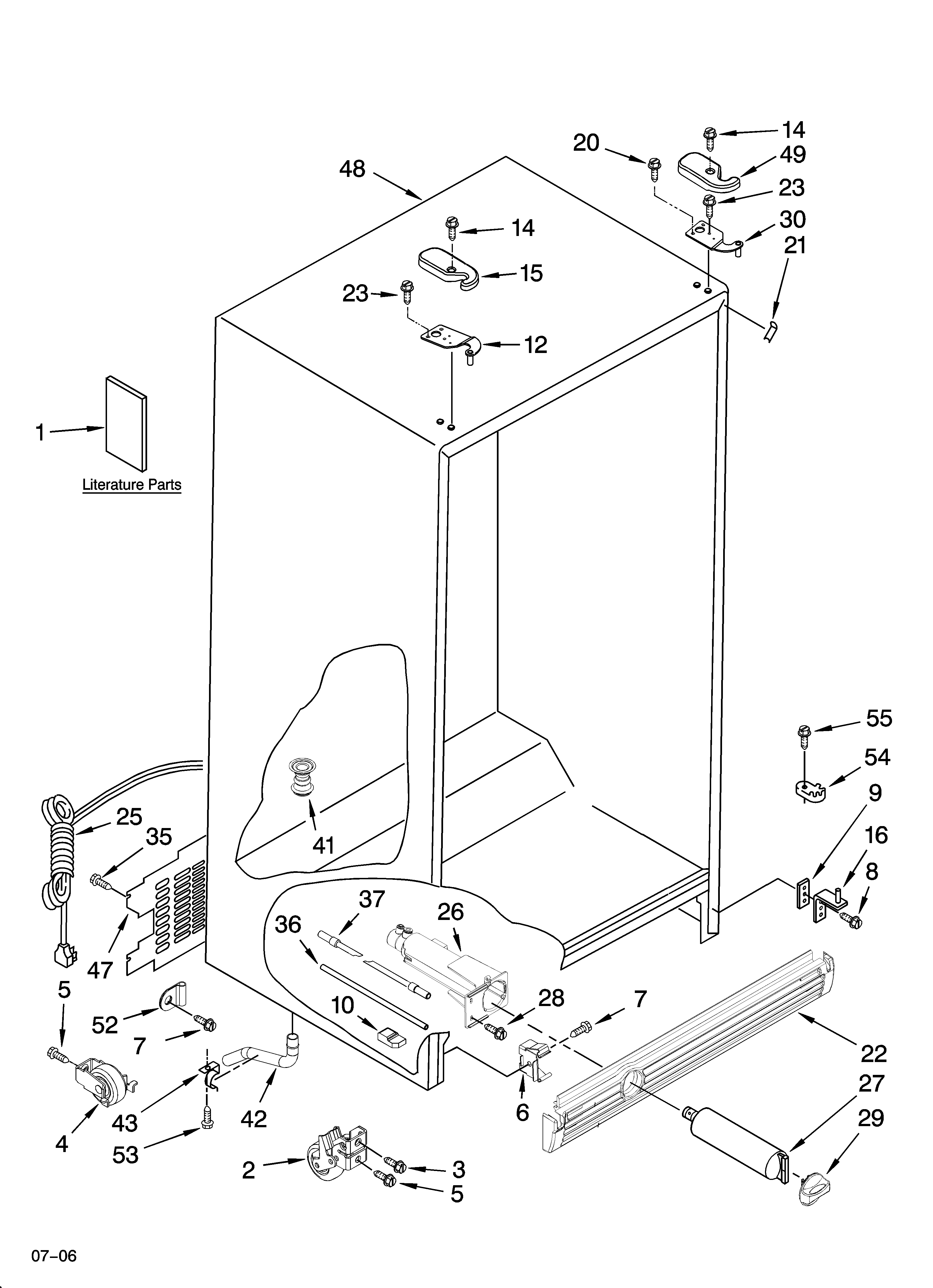 Whirlpool 5VGS3SHGKQ05 cabinet parts diagram