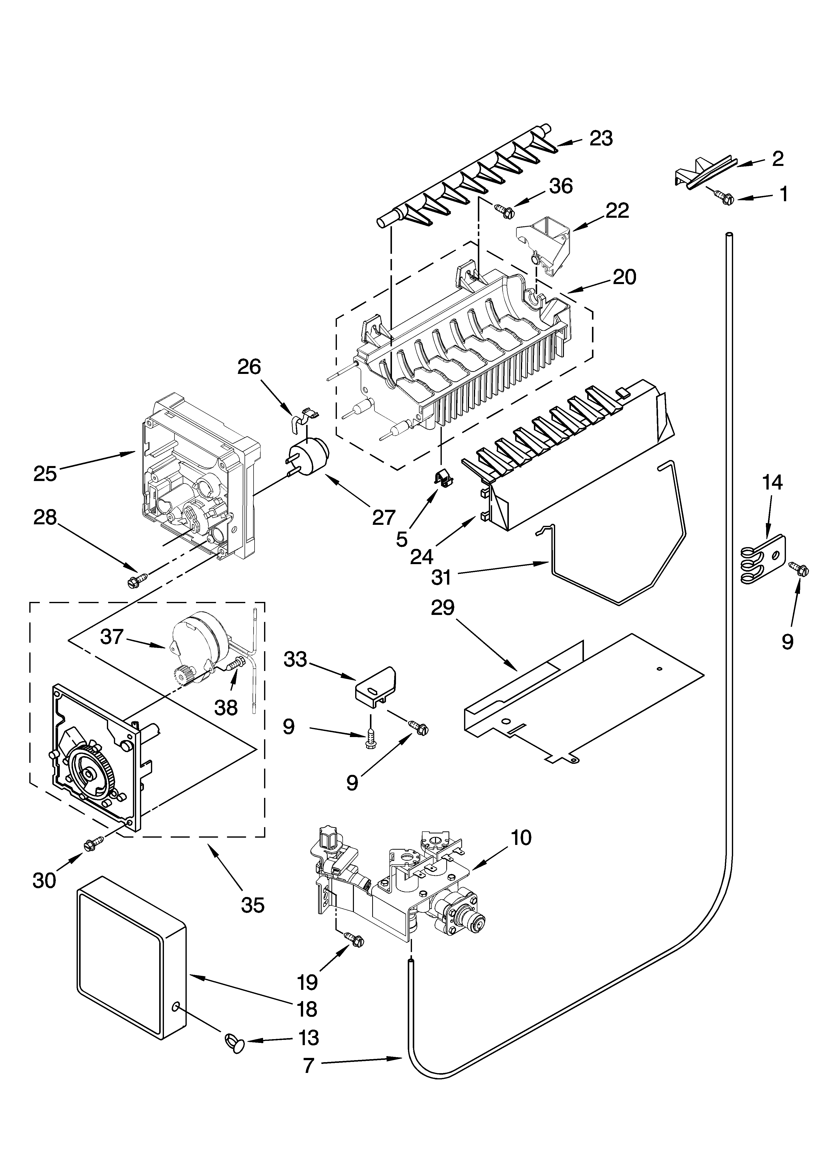 Whirlpool 5VGS3SHGKQ05 icemaker parts, optional parts (not included) diagram
