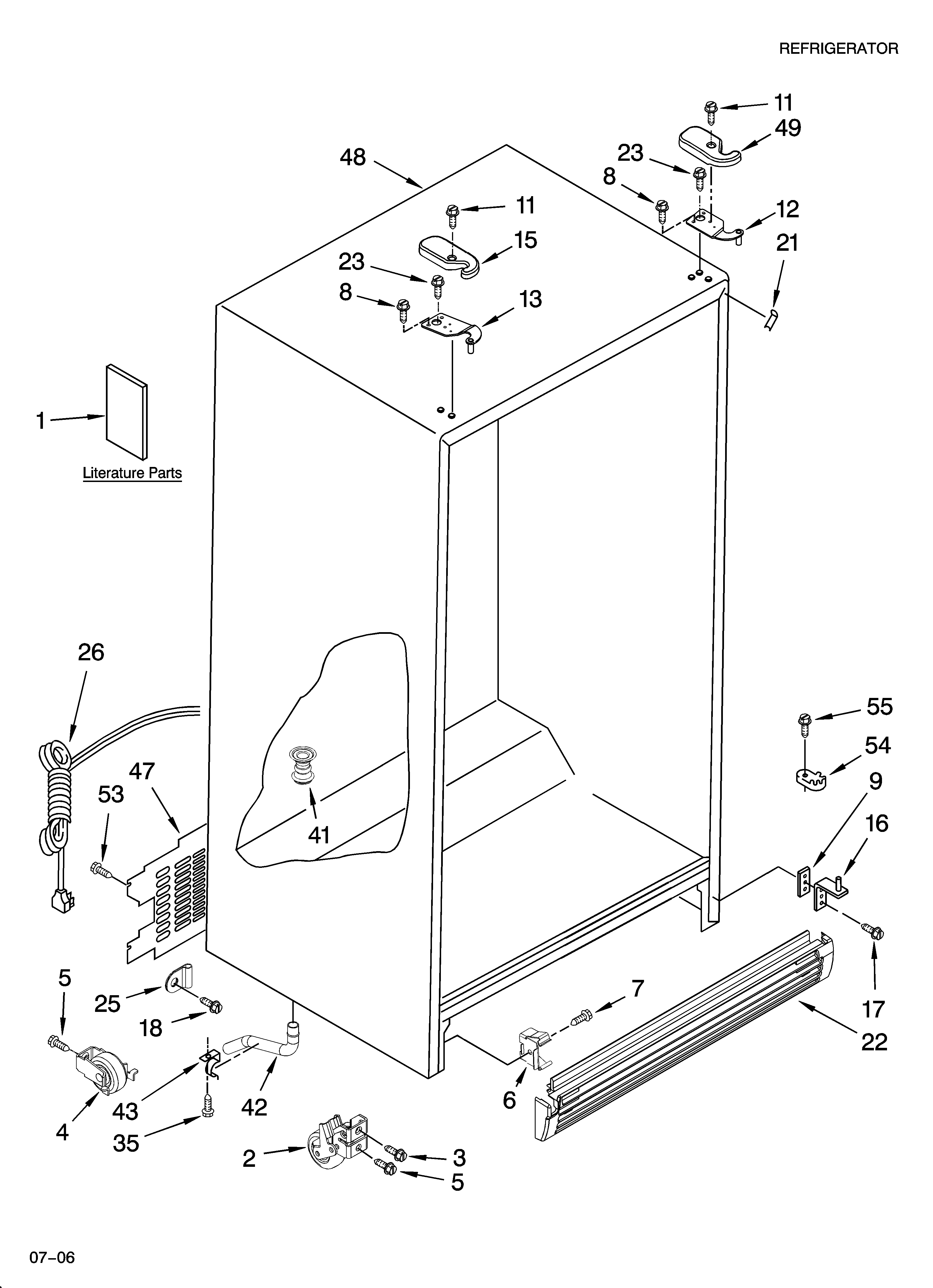 Whirlpool 6ED2FHKXKQ05 cabinet parts diagram