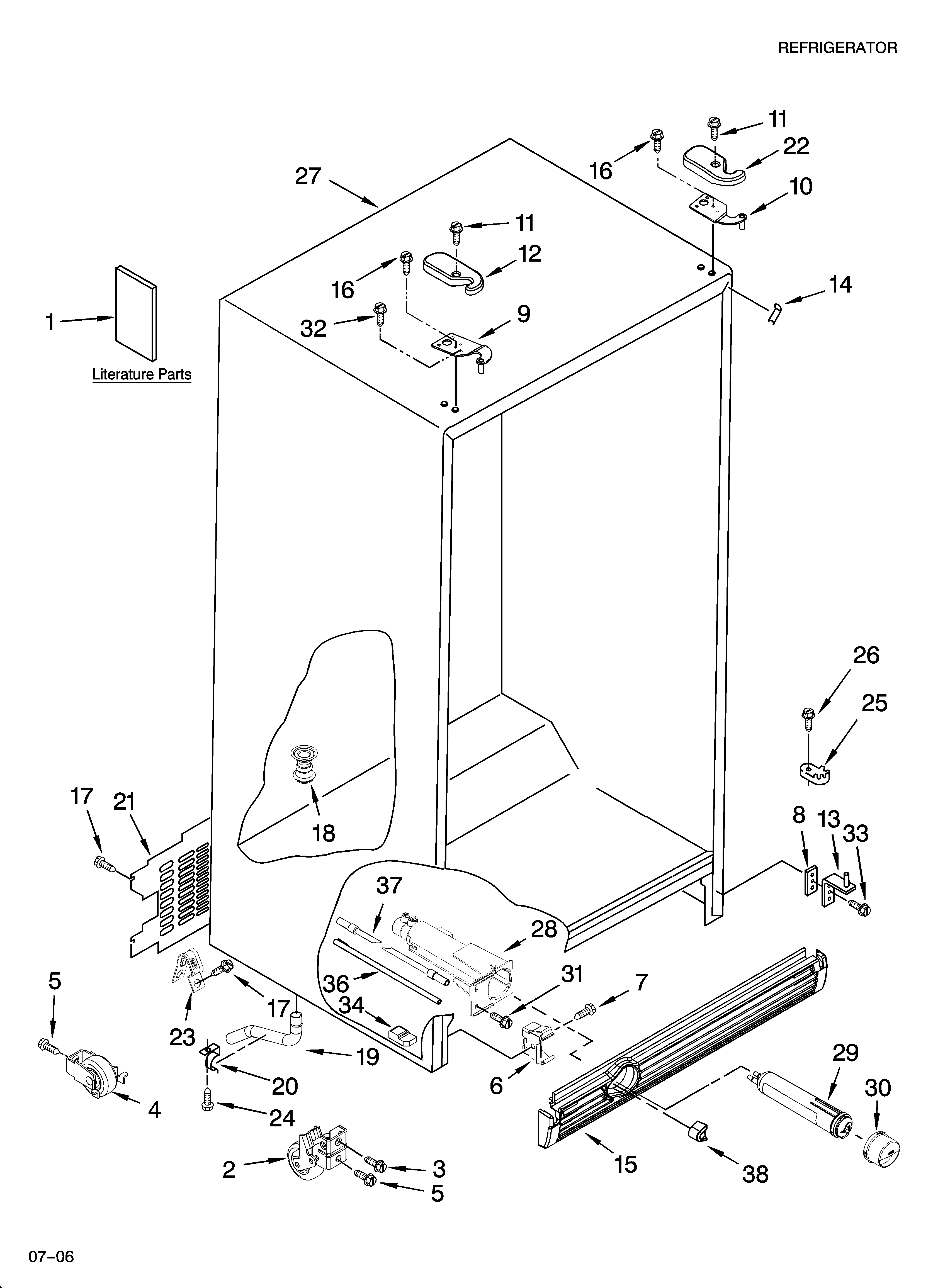 Whirlpool ED2FHEXSL01 cabinet parts diagram
