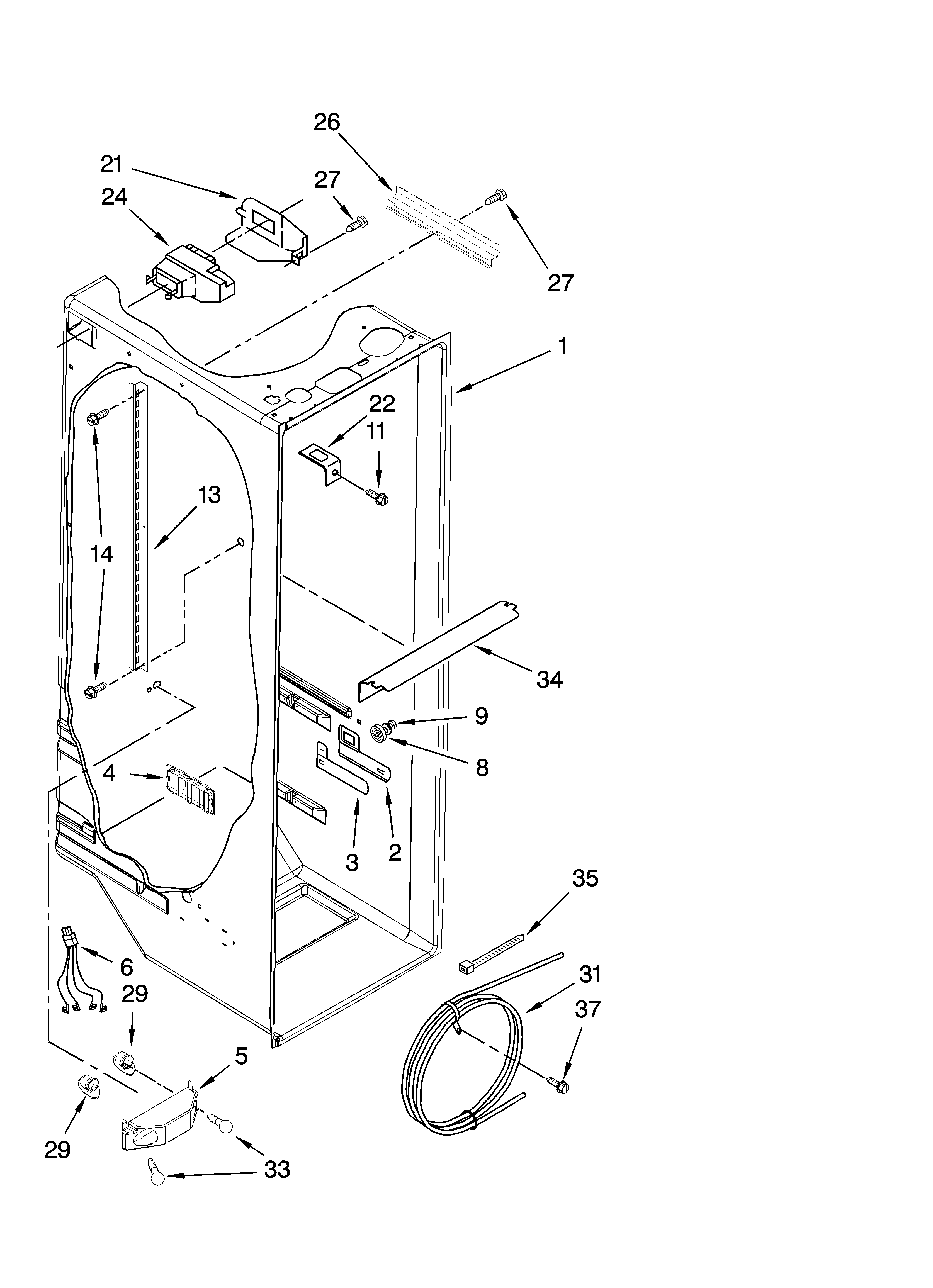 Whirlpool ED2FHEXSL01 refrigerator liner parts diagram