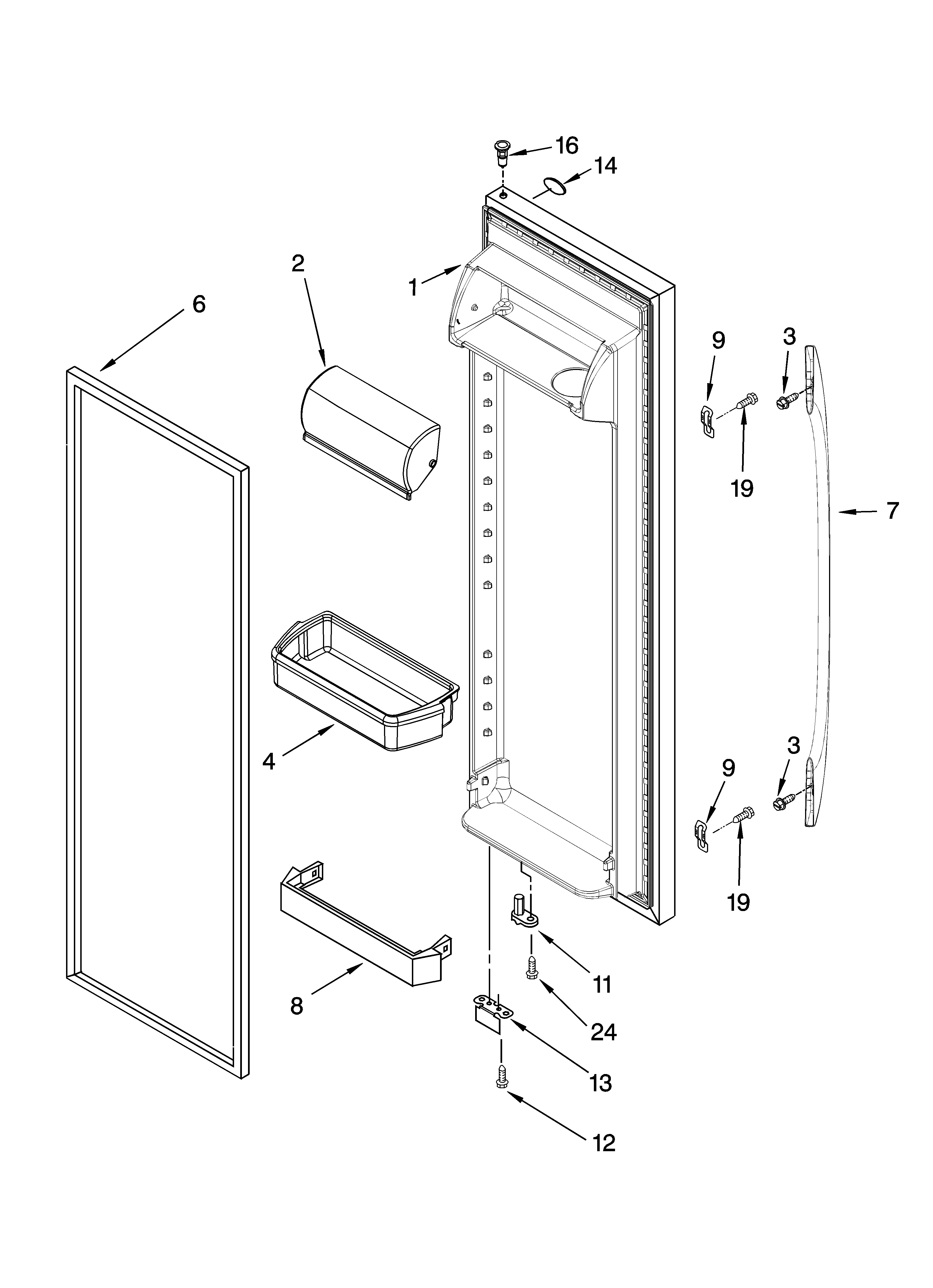 Whirlpool ED2FHEXSL01 refrigerator door parts diagram