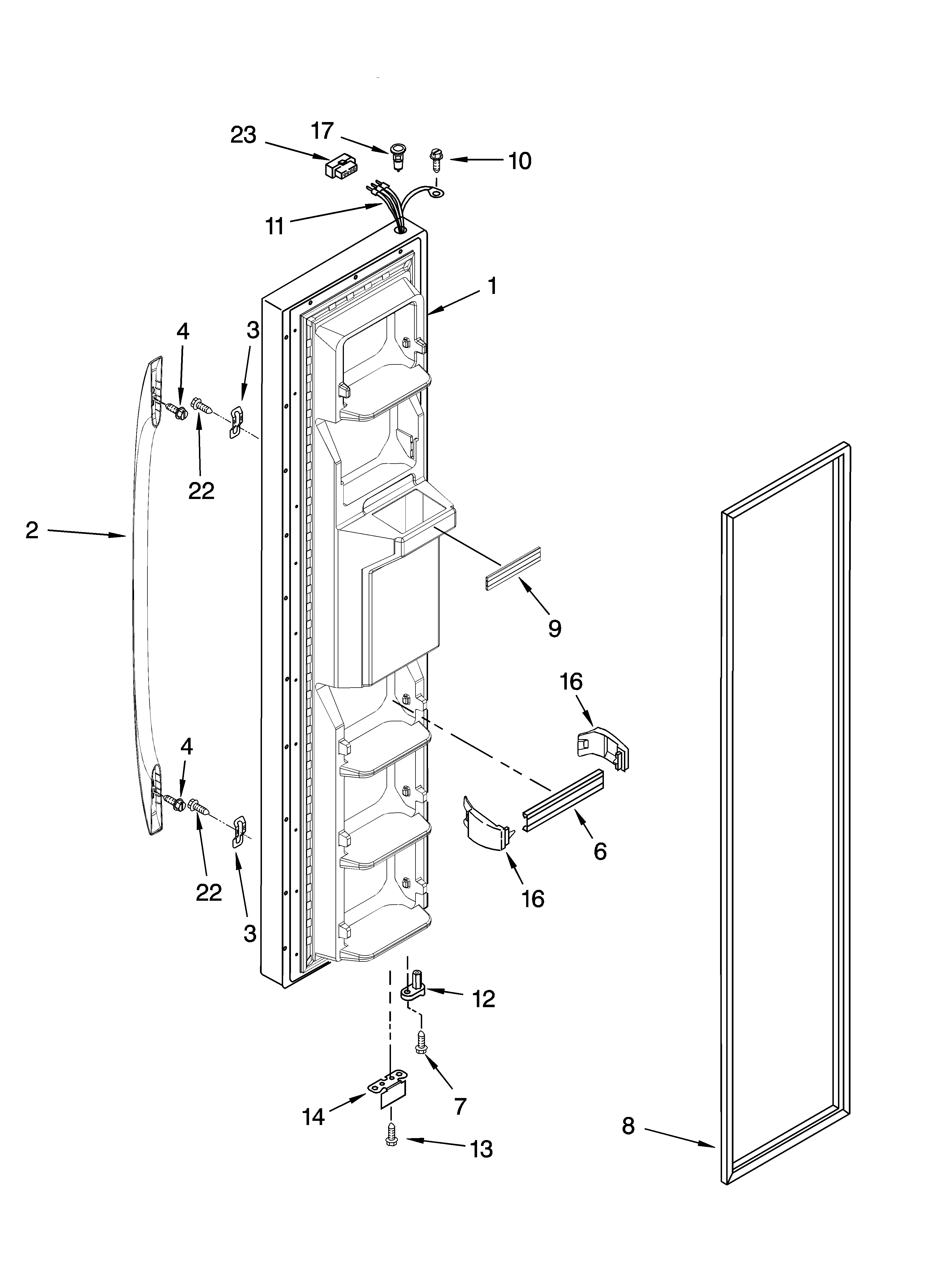 Whirlpool ED2FHEXSL01 freezer door parts diagram