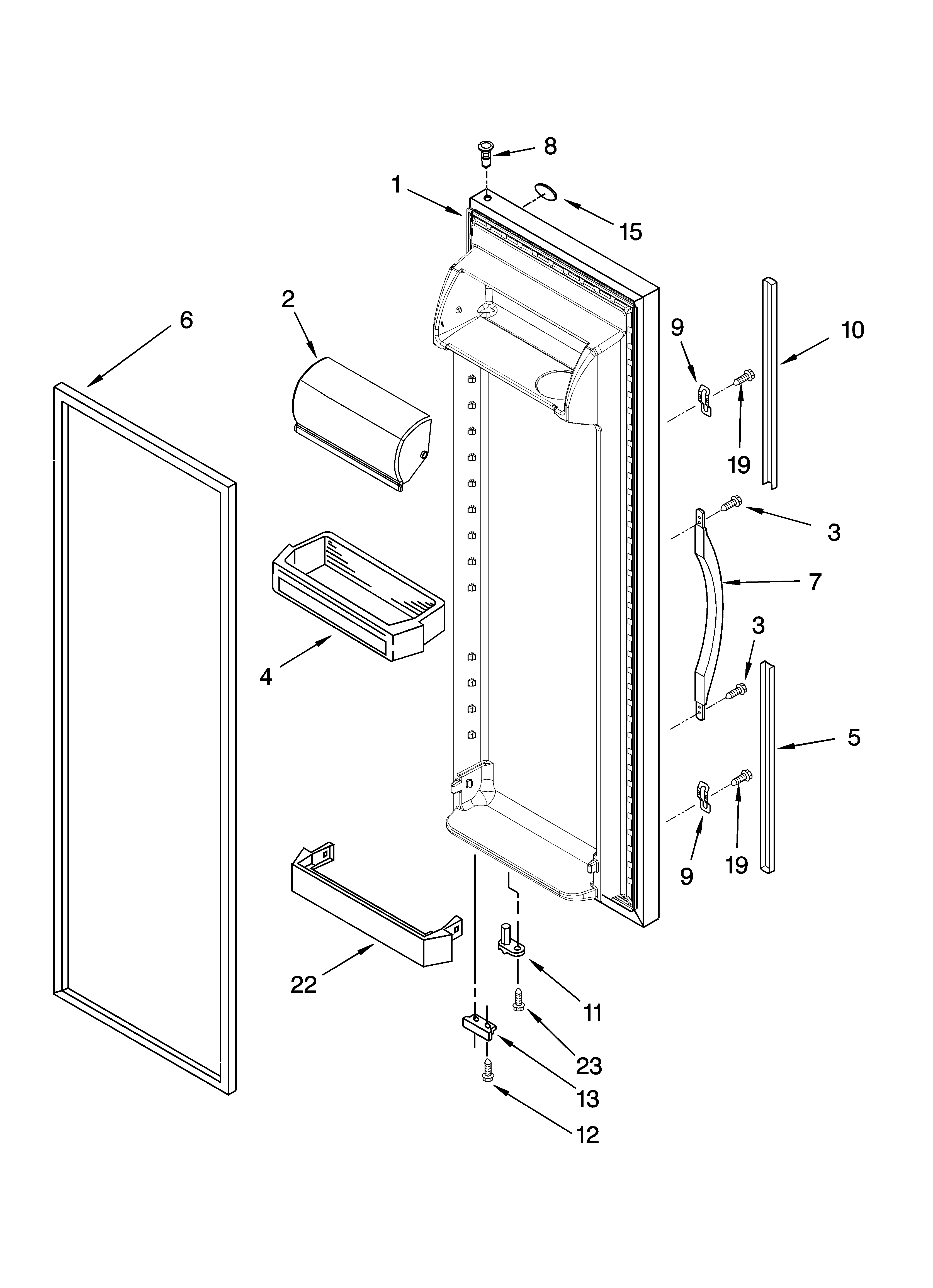 Whirlpool ED5VHGXML14 refrigerator door parts diagram