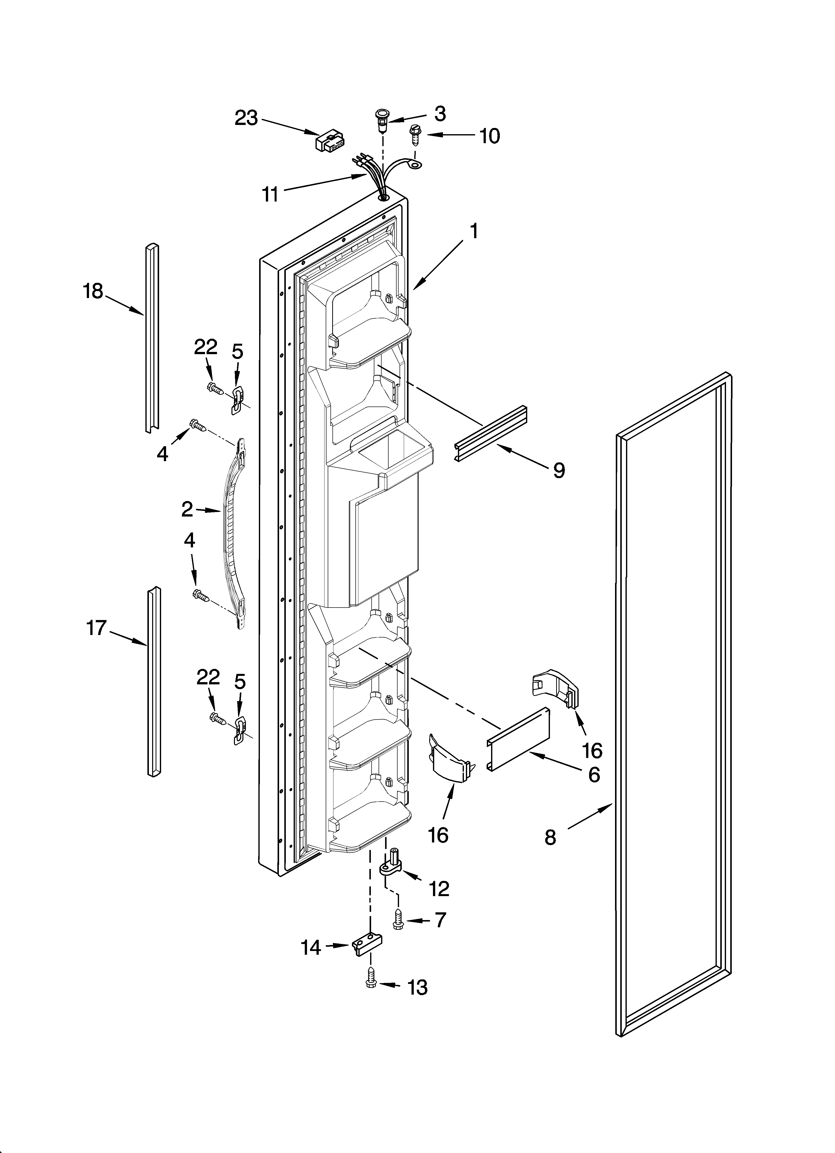 Whirlpool ED5VHGXML14 freezer door parts diagram