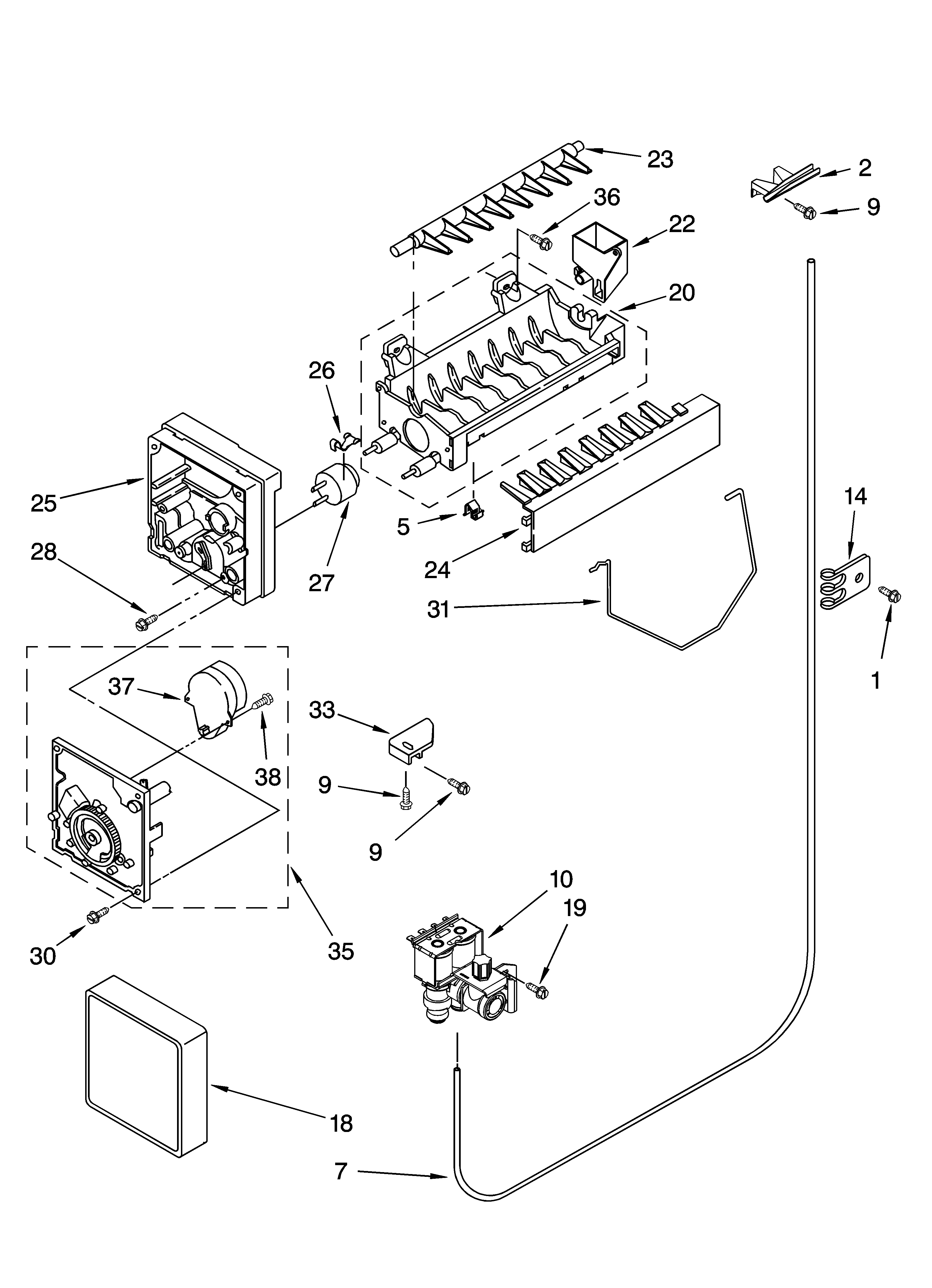 Whirlpool ED5VHGXML14 icemaker parts, optional parts (not included) diagram