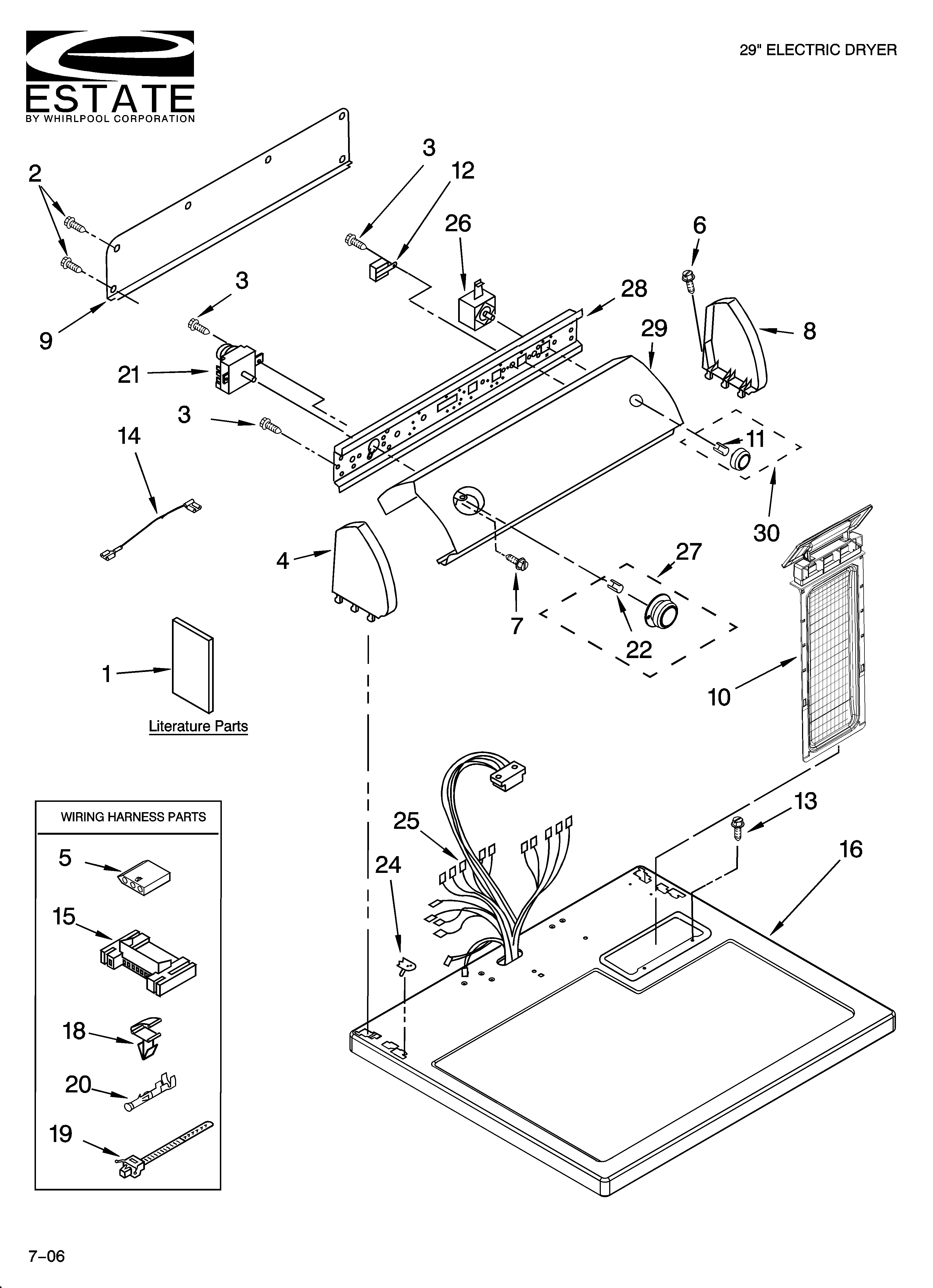 Estate EED4100SQ0 top and console parts diagram