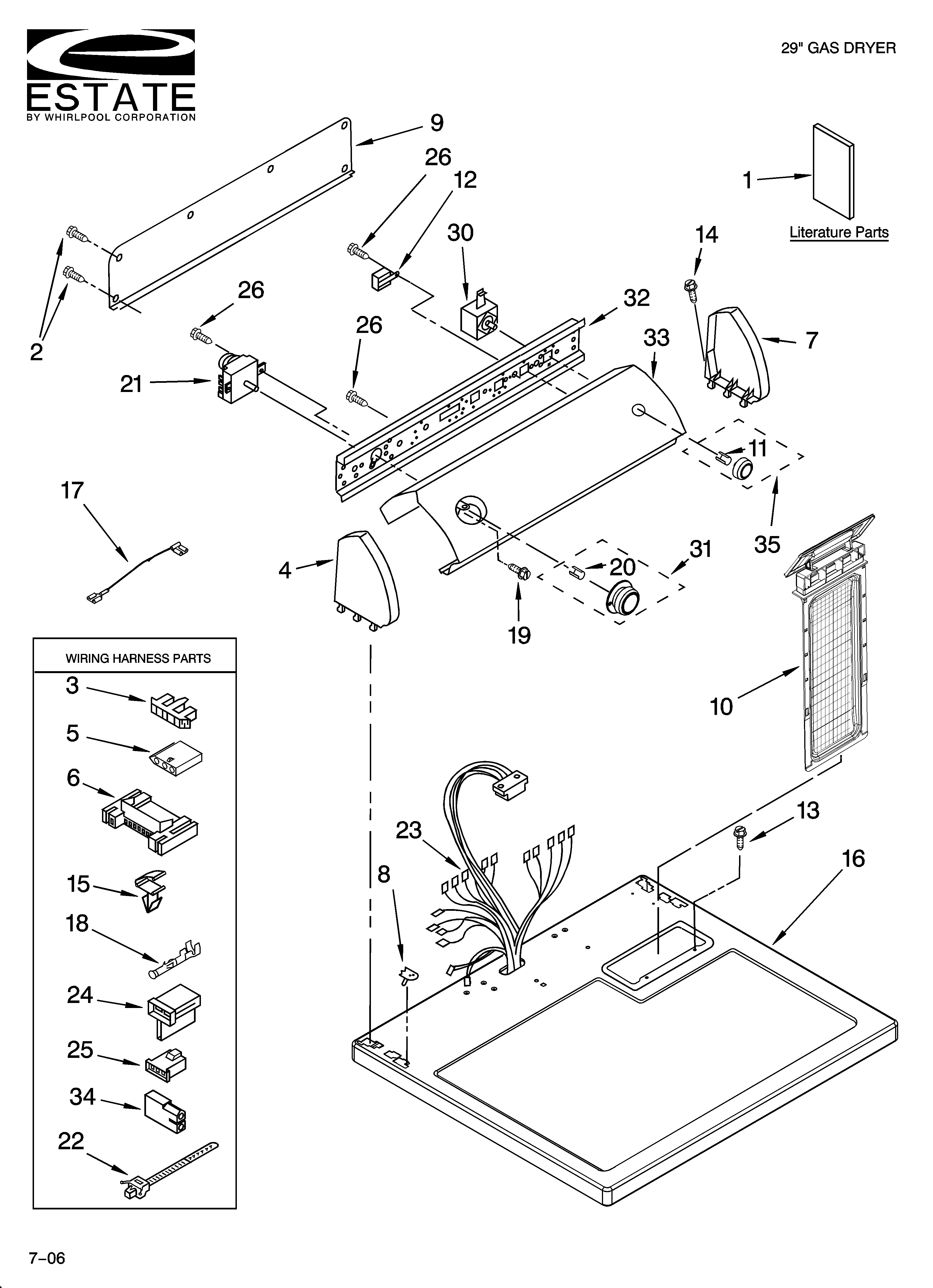 Estate EGD4100SQ0 top and console parts diagram