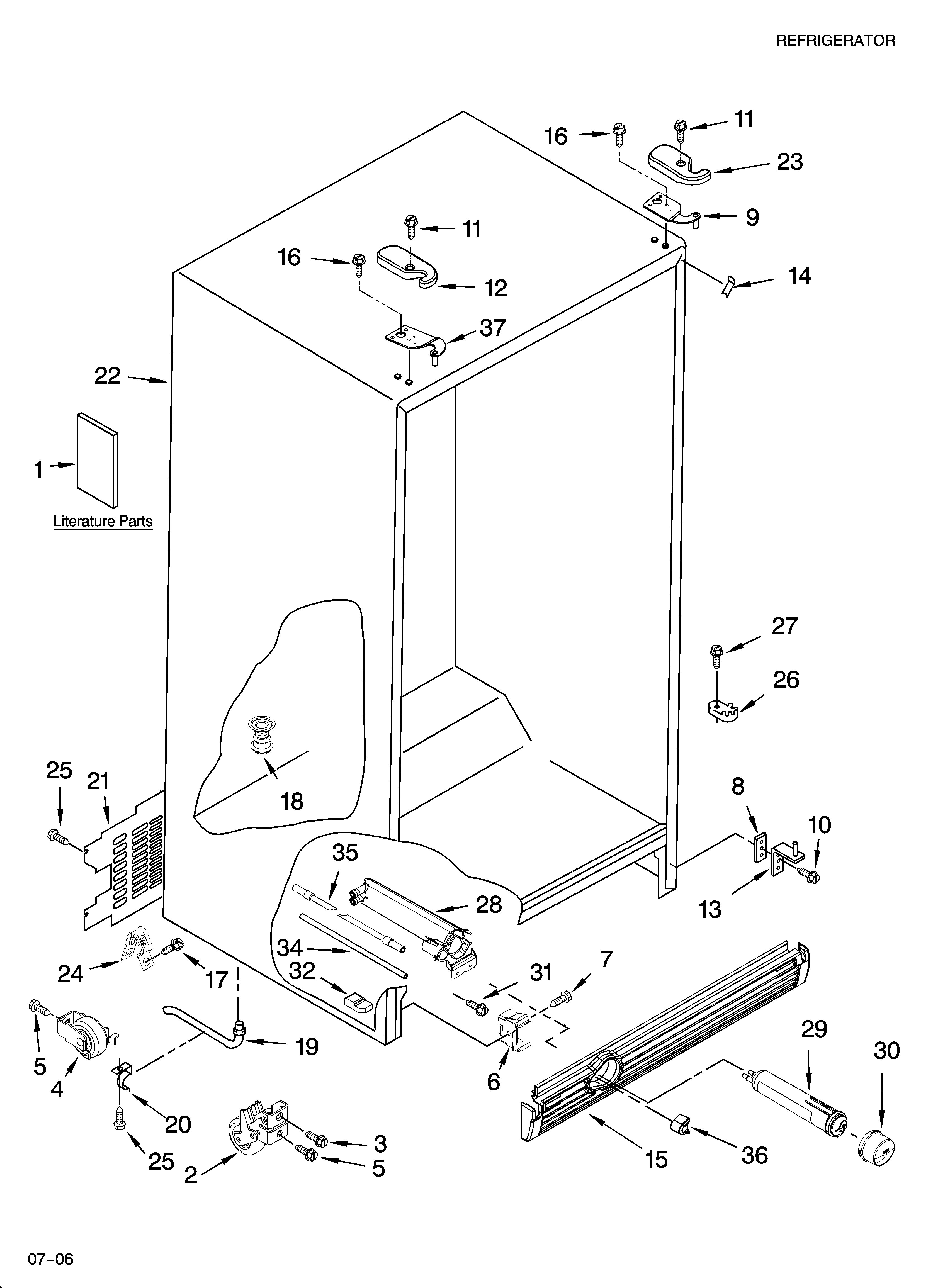 Whirlpool ES5FHAXSB01 cabinet parts diagram