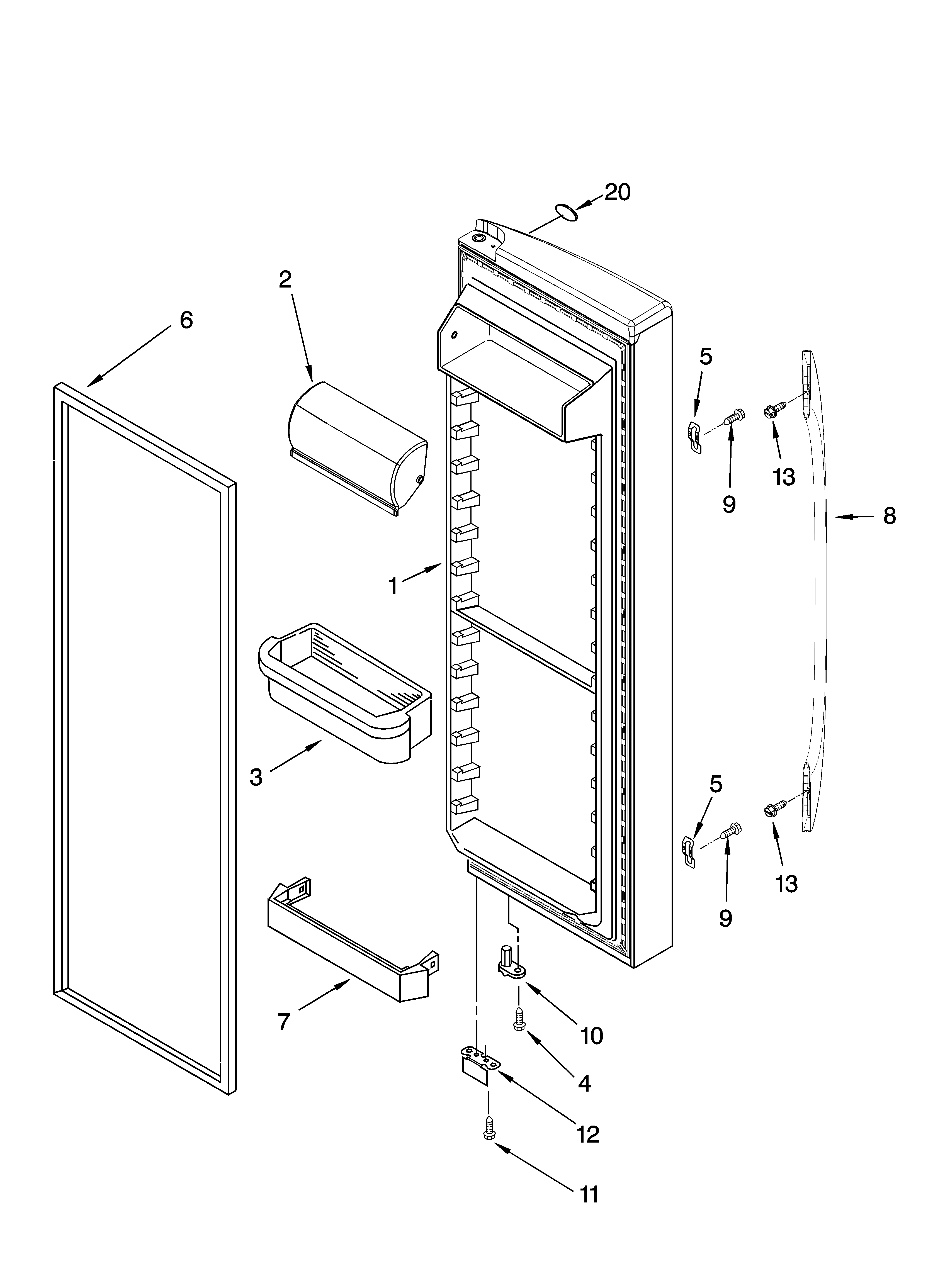 Whirlpool ES5FHAXSB01 refrigerator door parts diagram