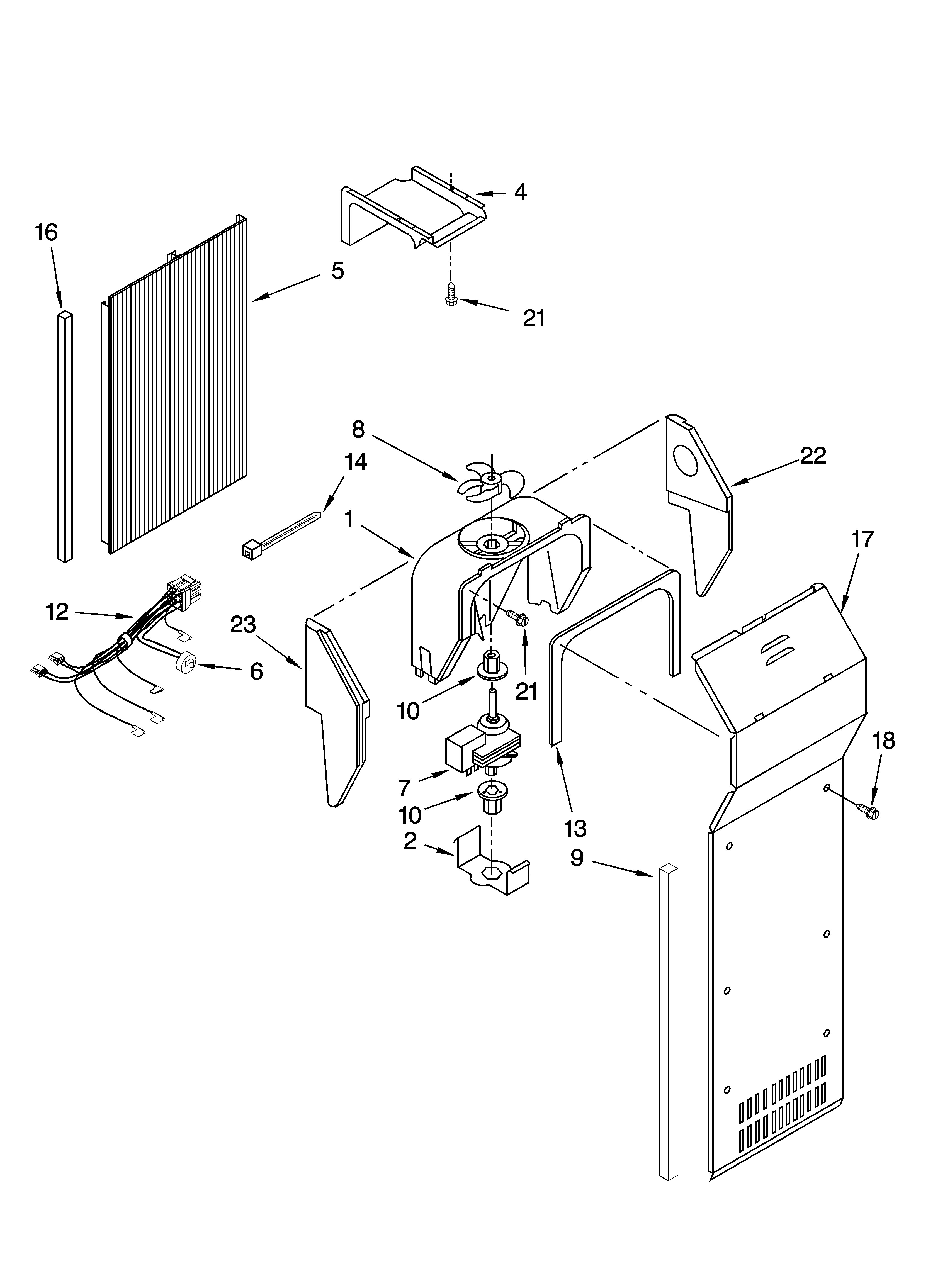 Whirlpool ES5FHAXSB01 air flow parts diagram