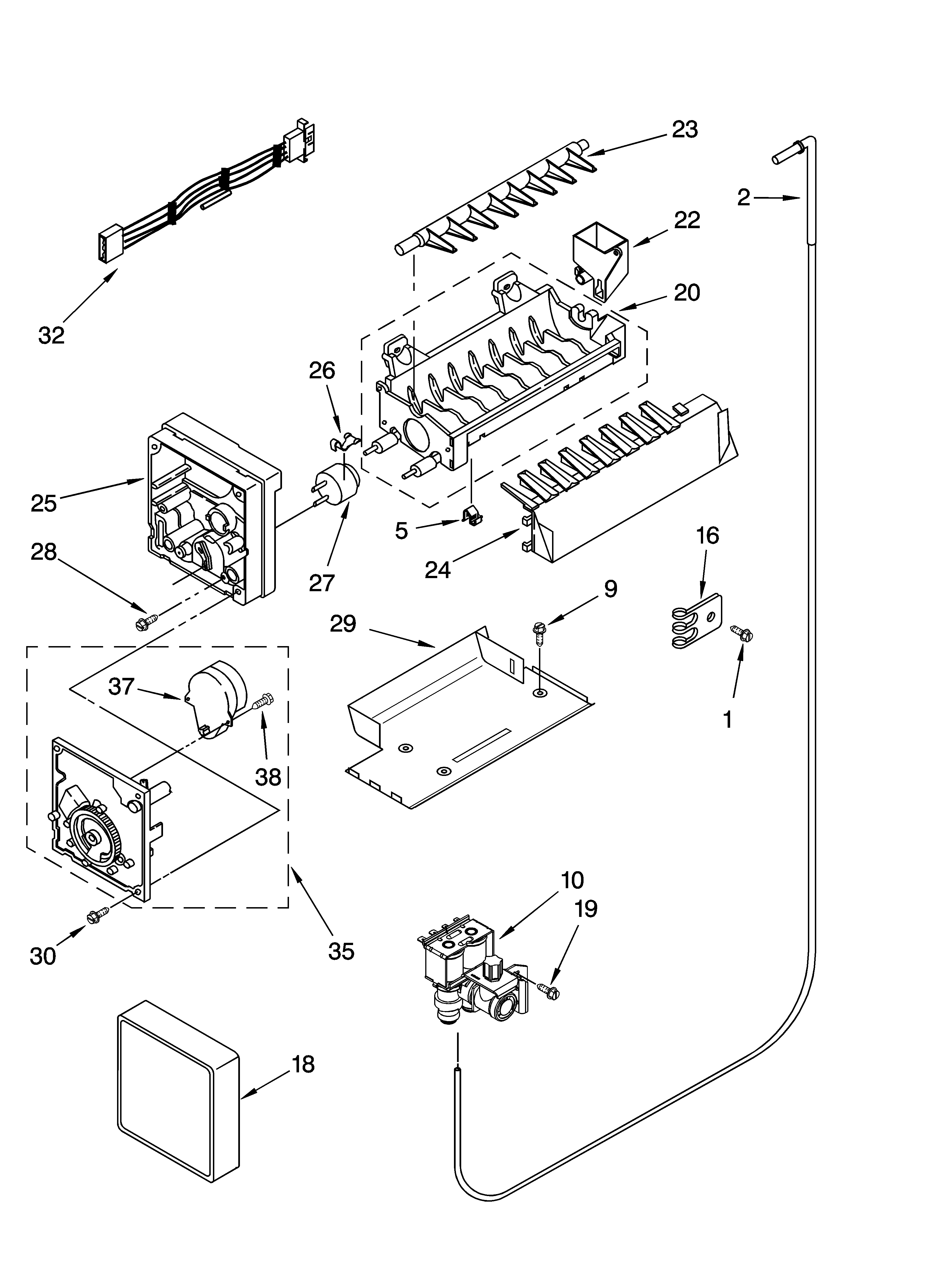 Whirlpool ES5FHAXSB01 icemaker parts, optional parts (not included) diagram
