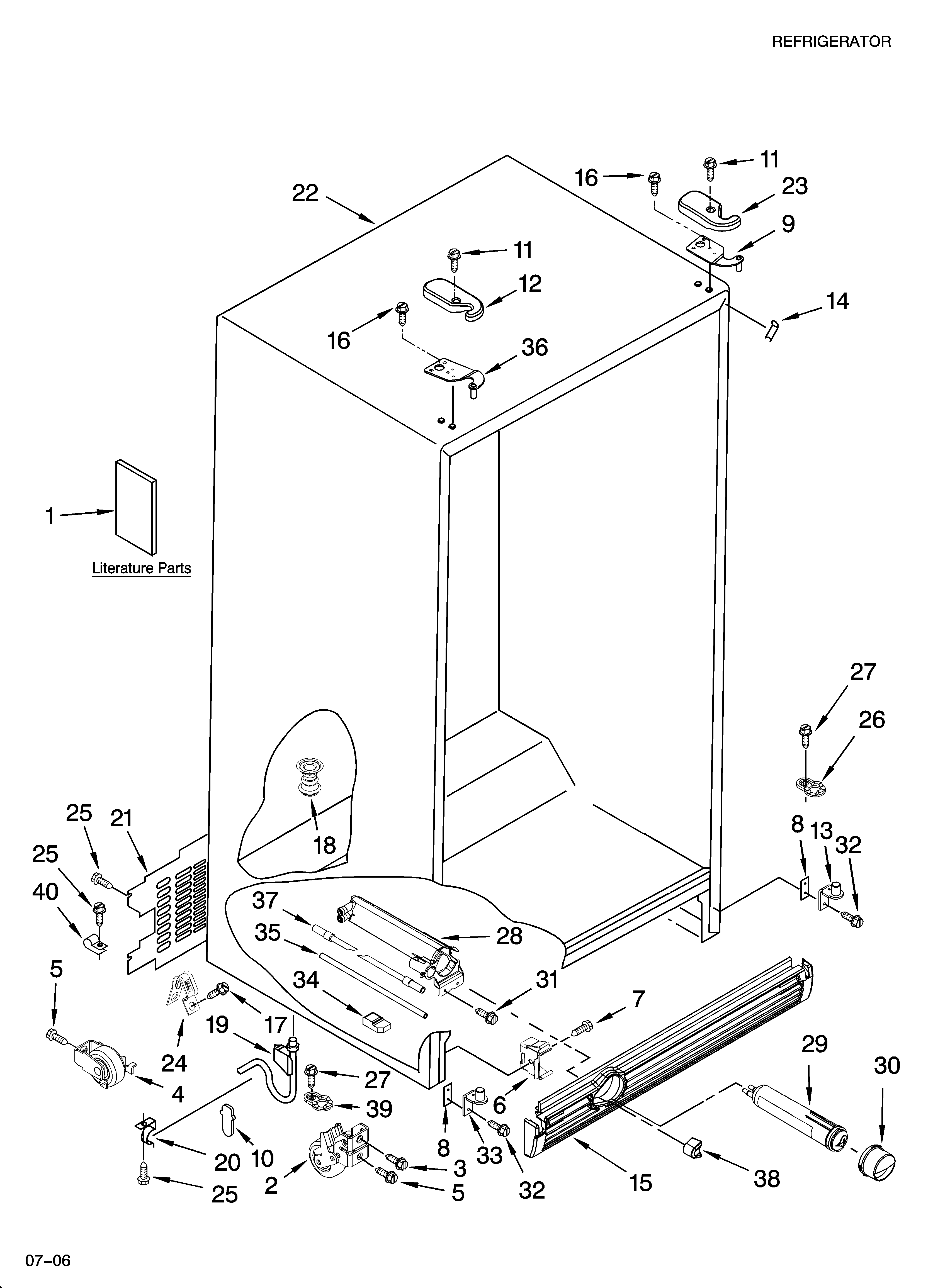 Whirlpool GD5NVAXSA00 cabinet parts diagram