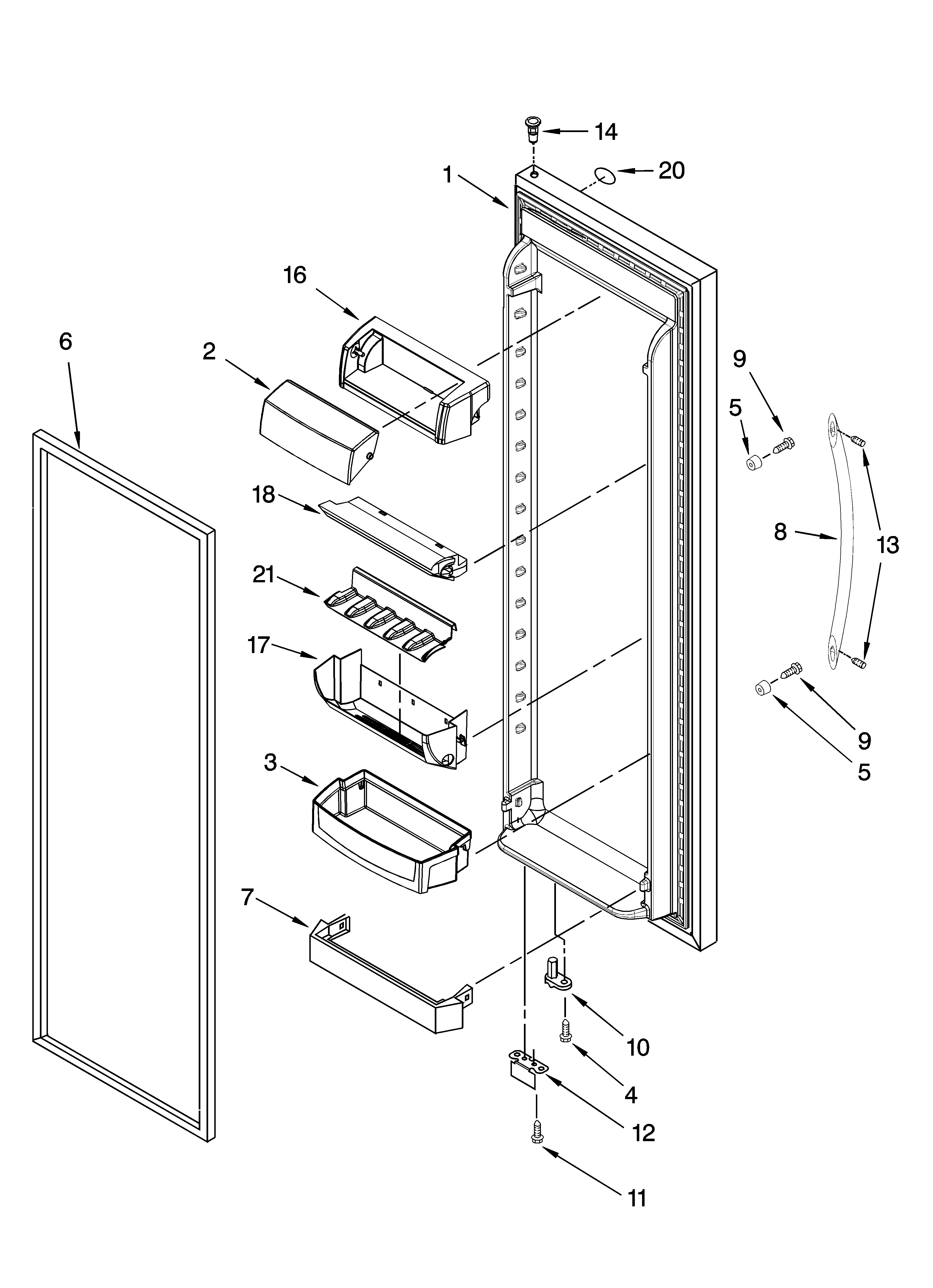 Whirlpool GD5NVAXSA00 refrigerator door parts diagram
