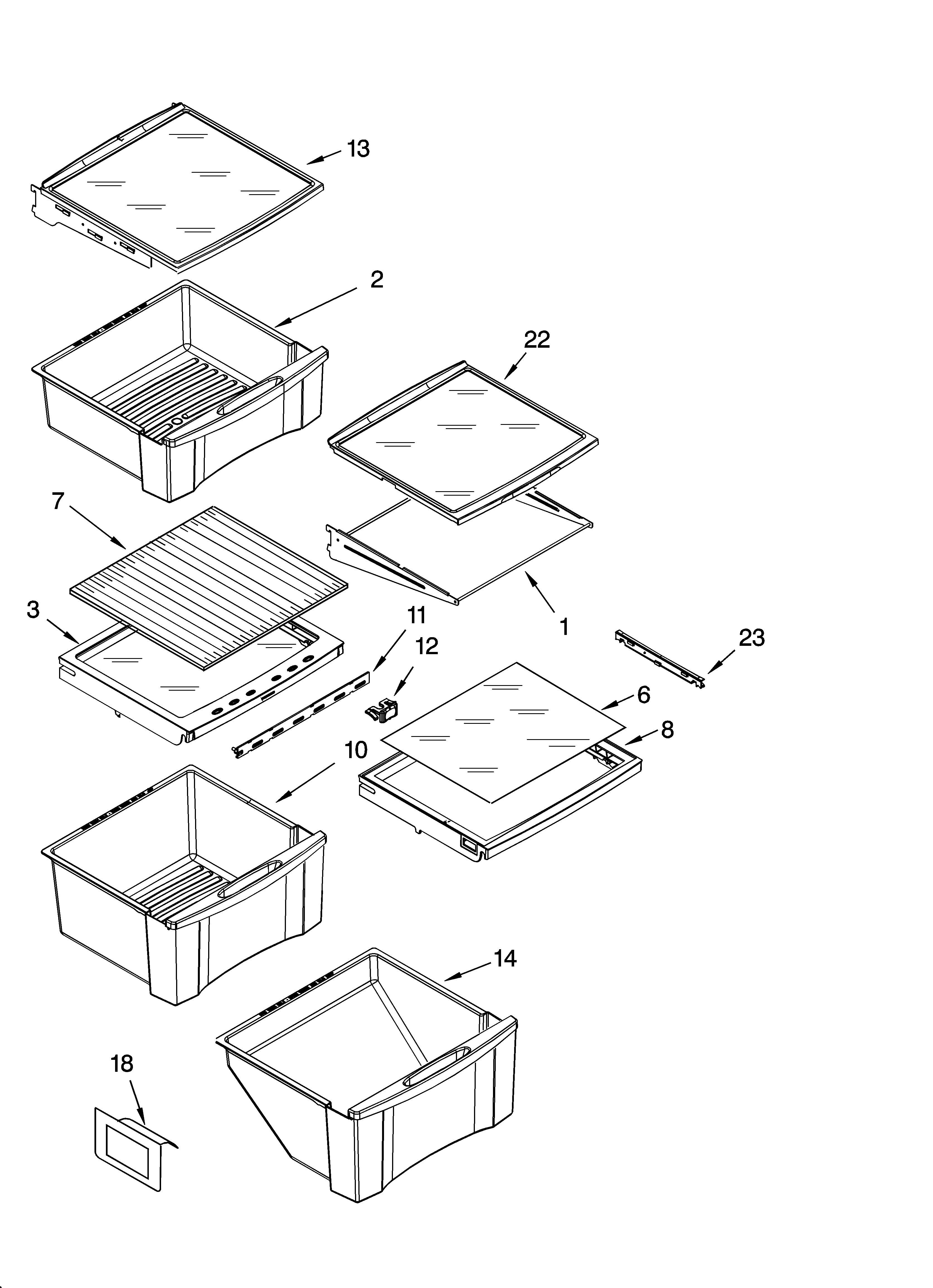Whirlpool GD5SHAXNS03 refrigerator shelf parts diagram