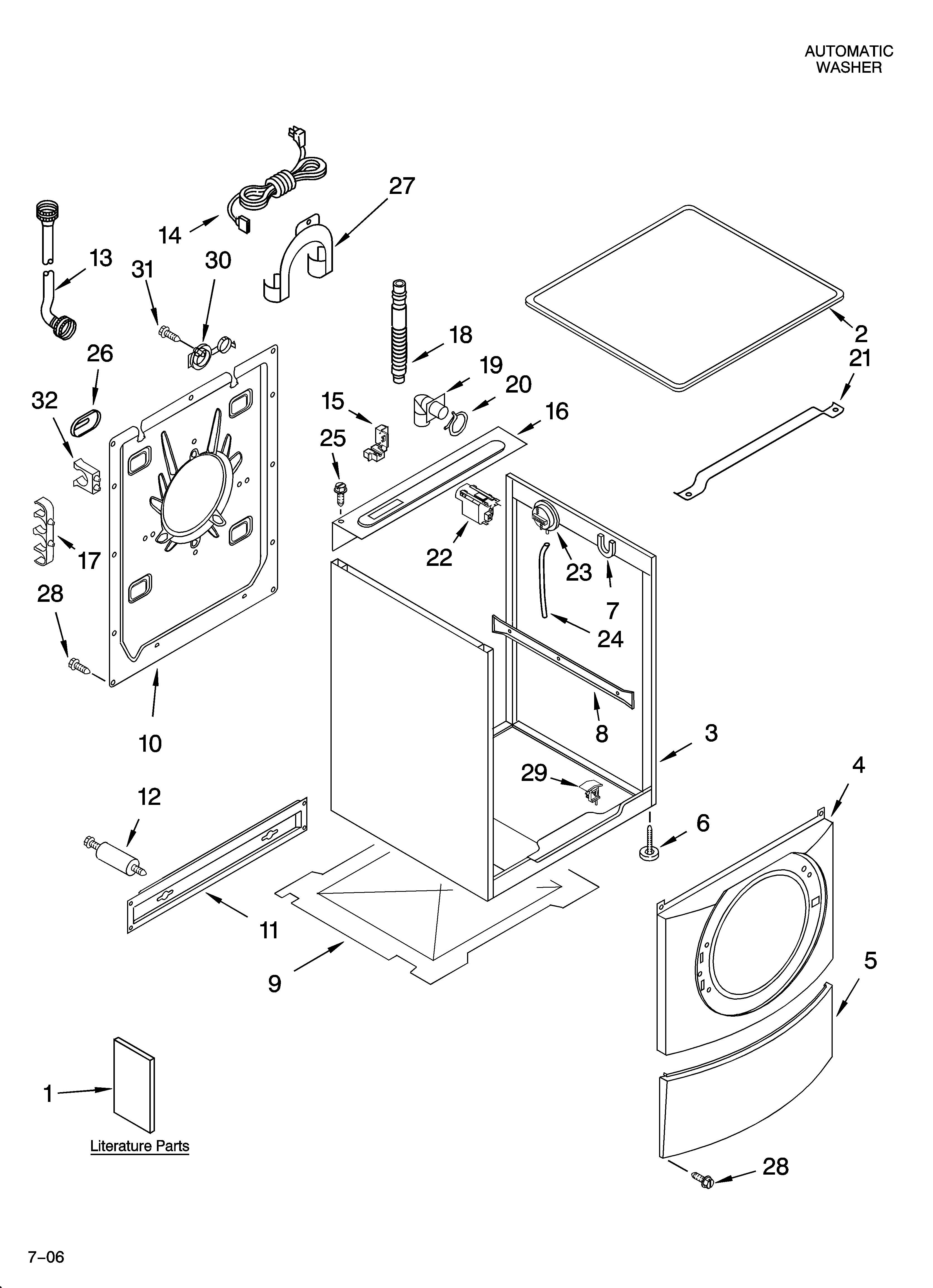 Whirlpool GHW9400PT4 top and cabinet parts diagram