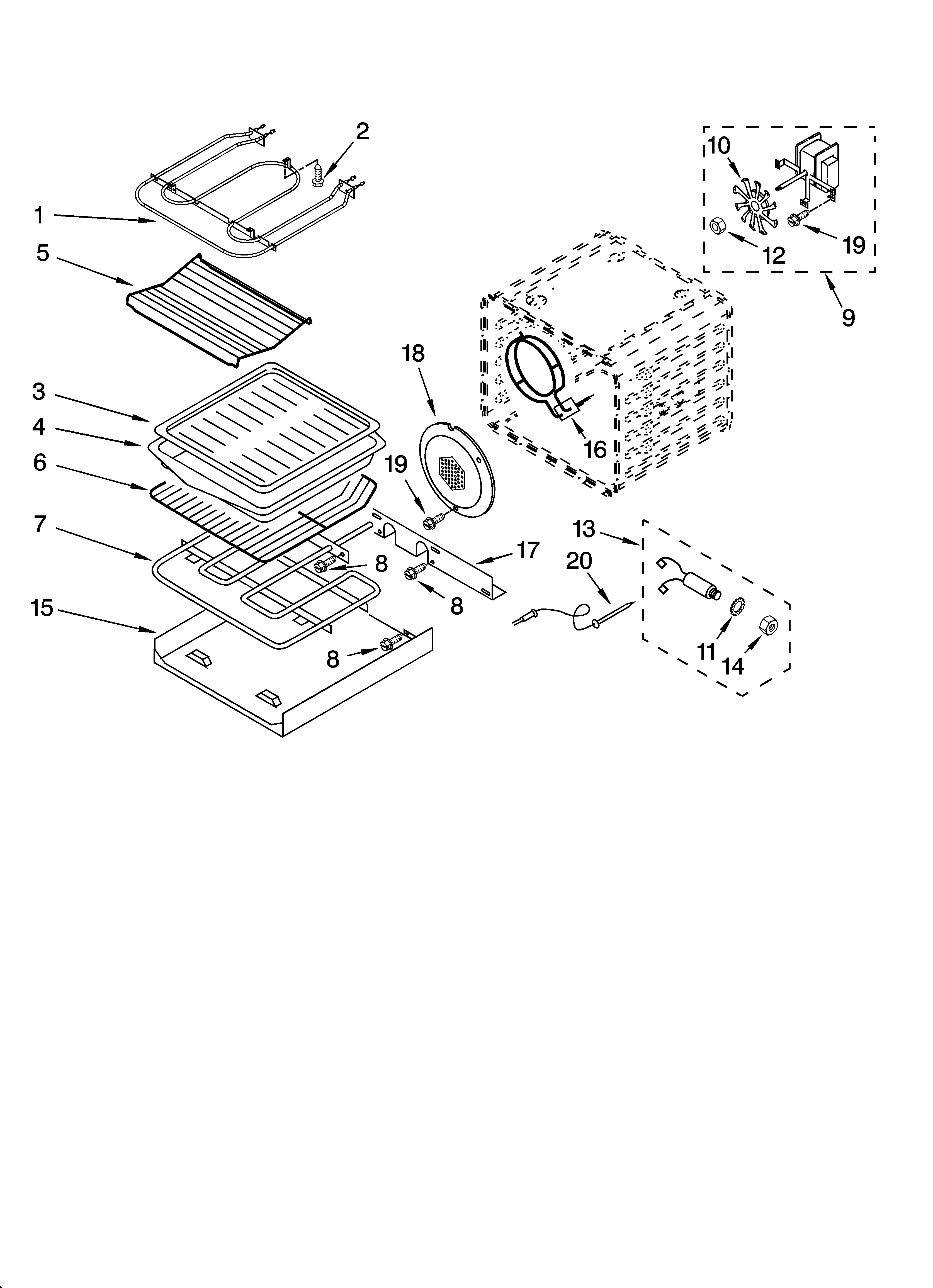 KitchenAid KEBC107KSS05 internal oven parts diagram