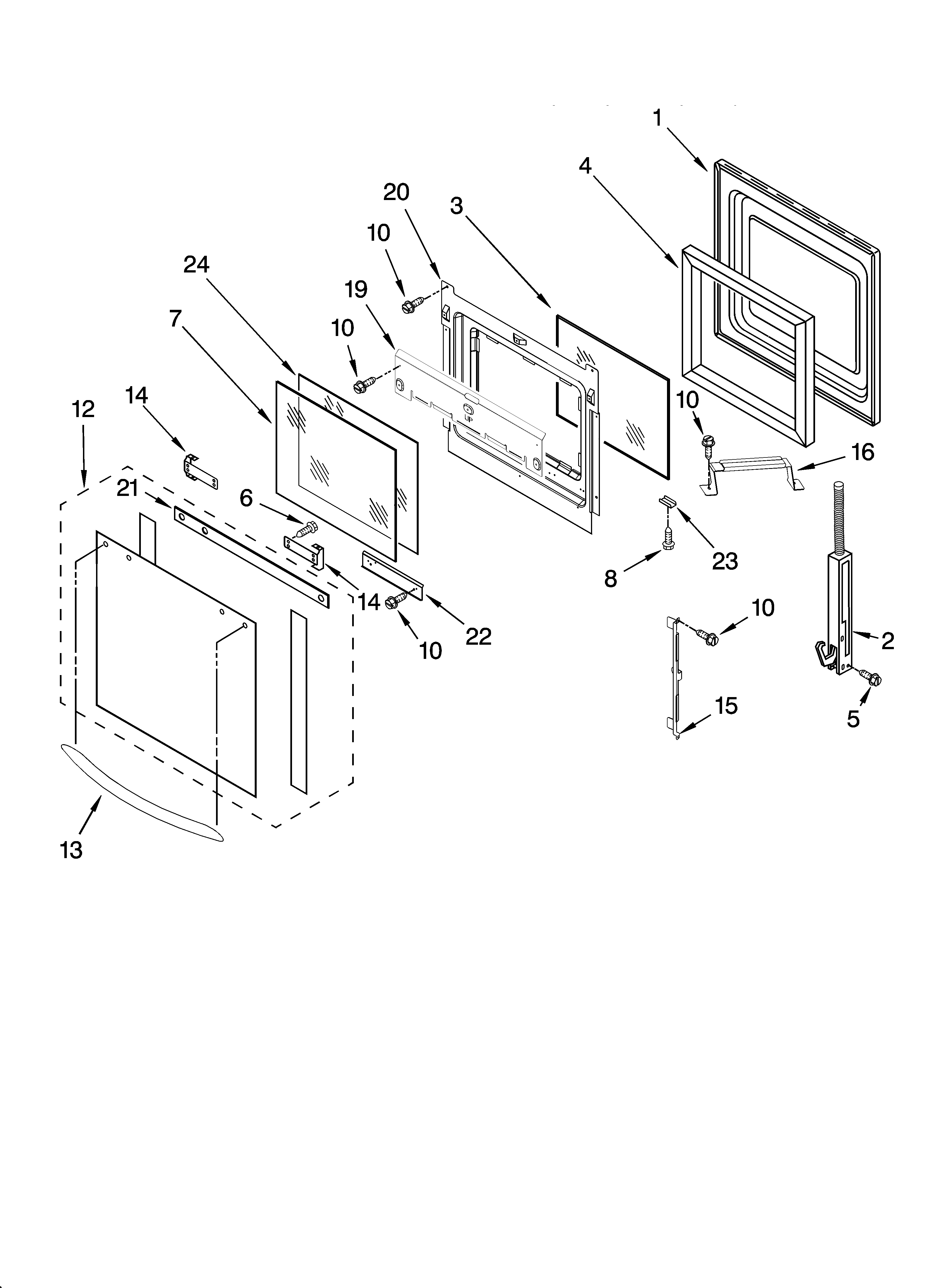 KitchenAid KEBC107KSS05 oven door parts diagram