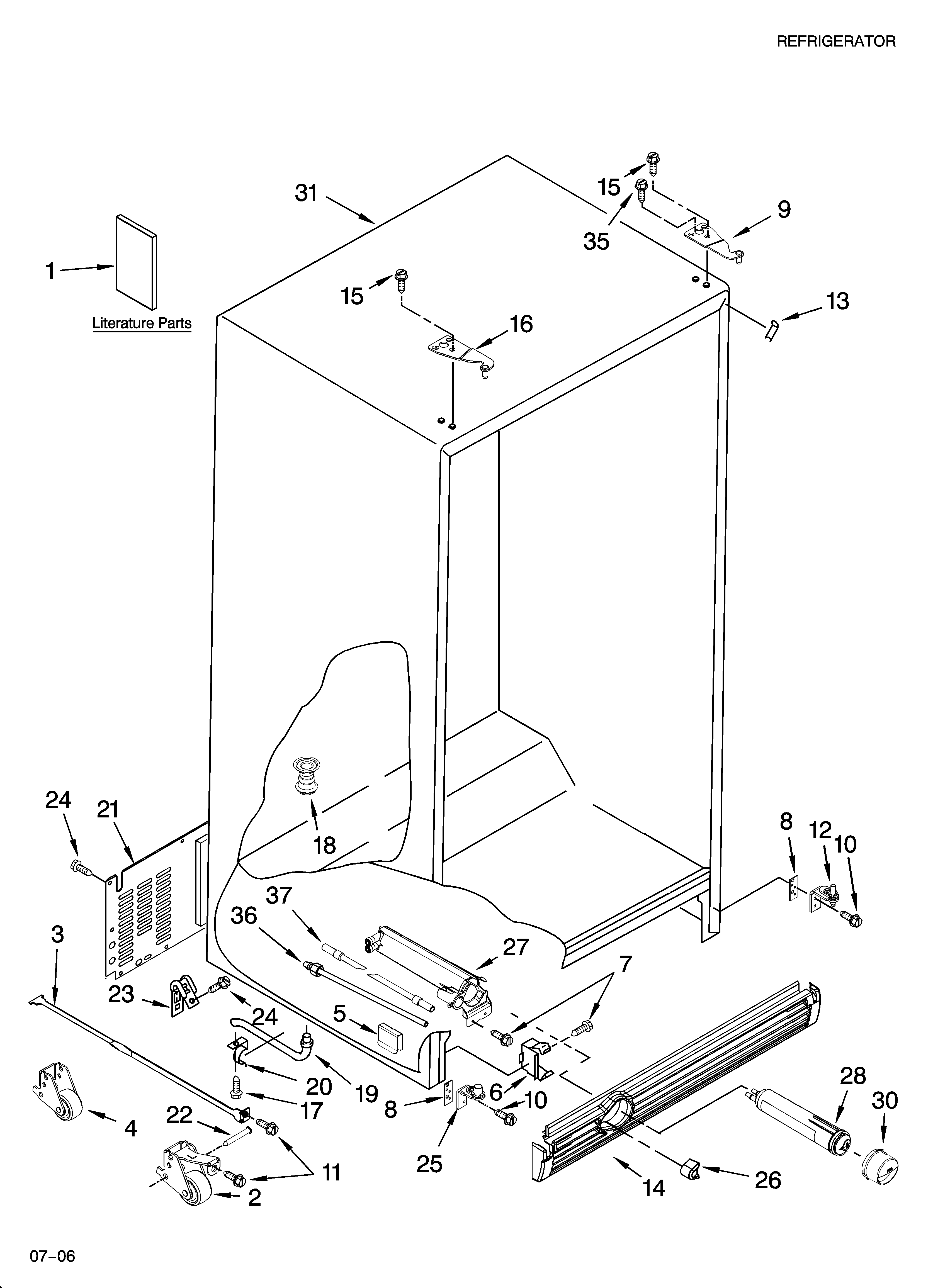 KitchenAid KSCS23INBL01 cabinet parts diagram
