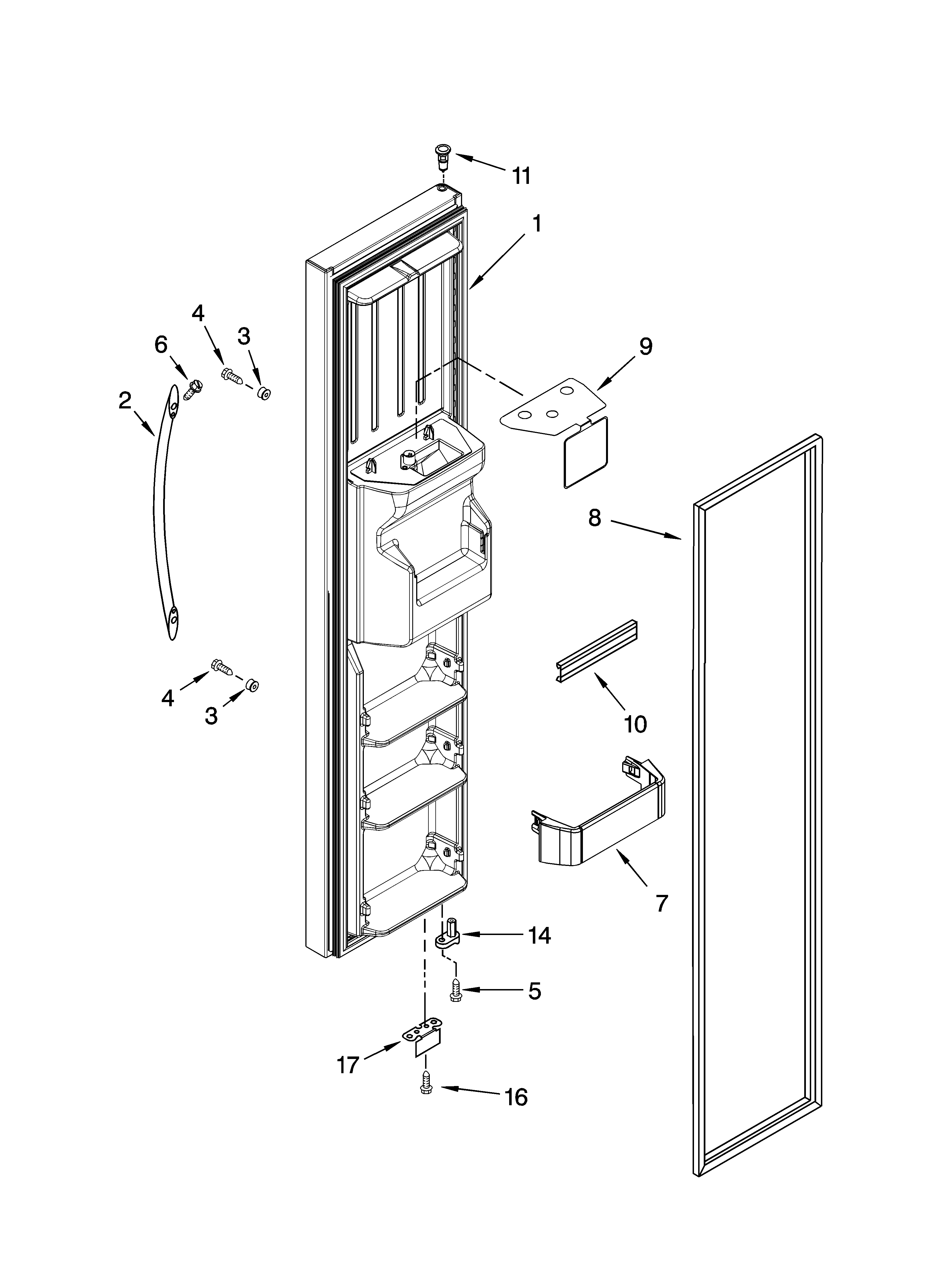 KitchenAid KSCS23INBL01 freezer door parts diagram