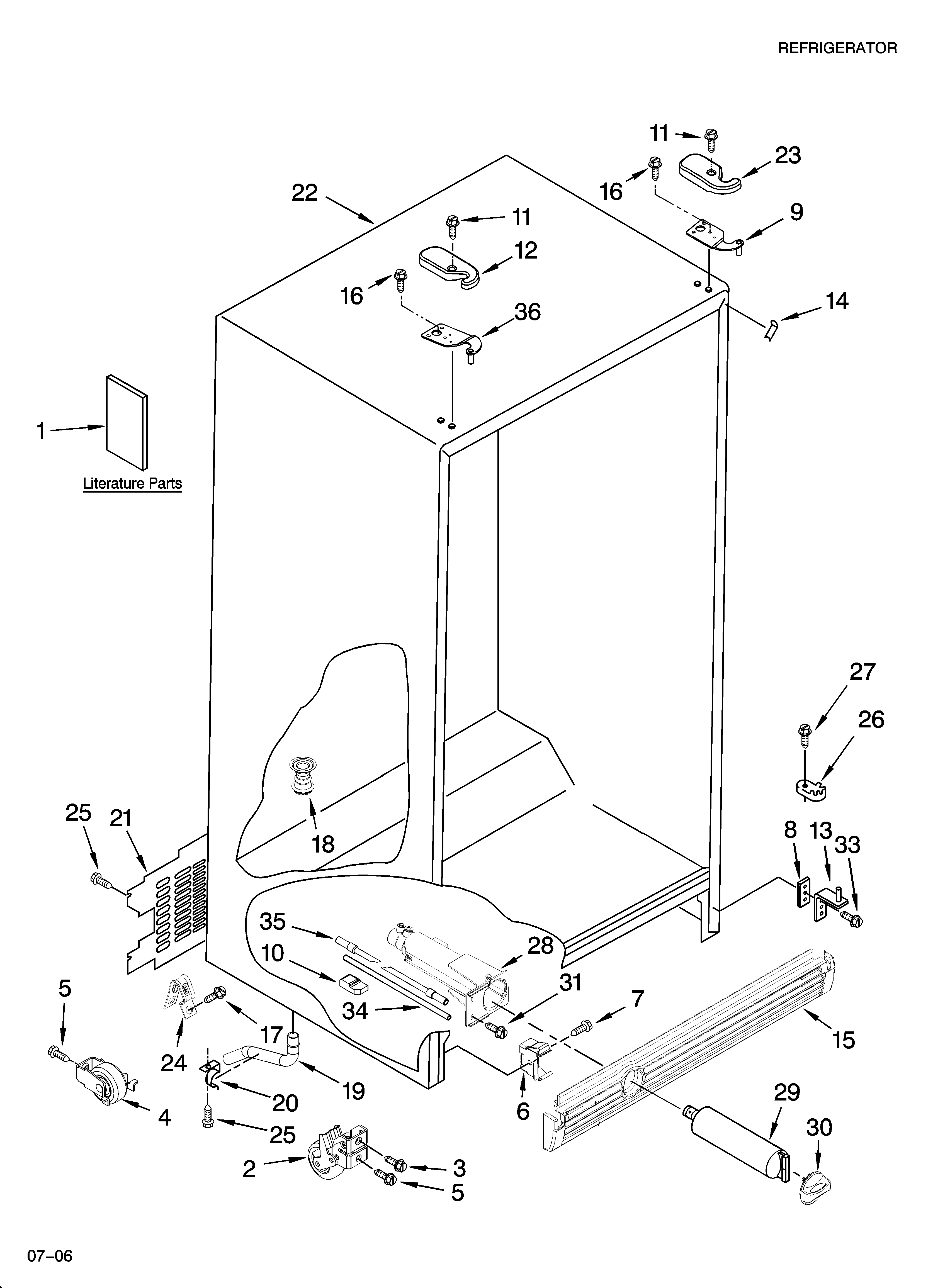 KitchenAid KSRA25CNSS02 cabinet parts diagram