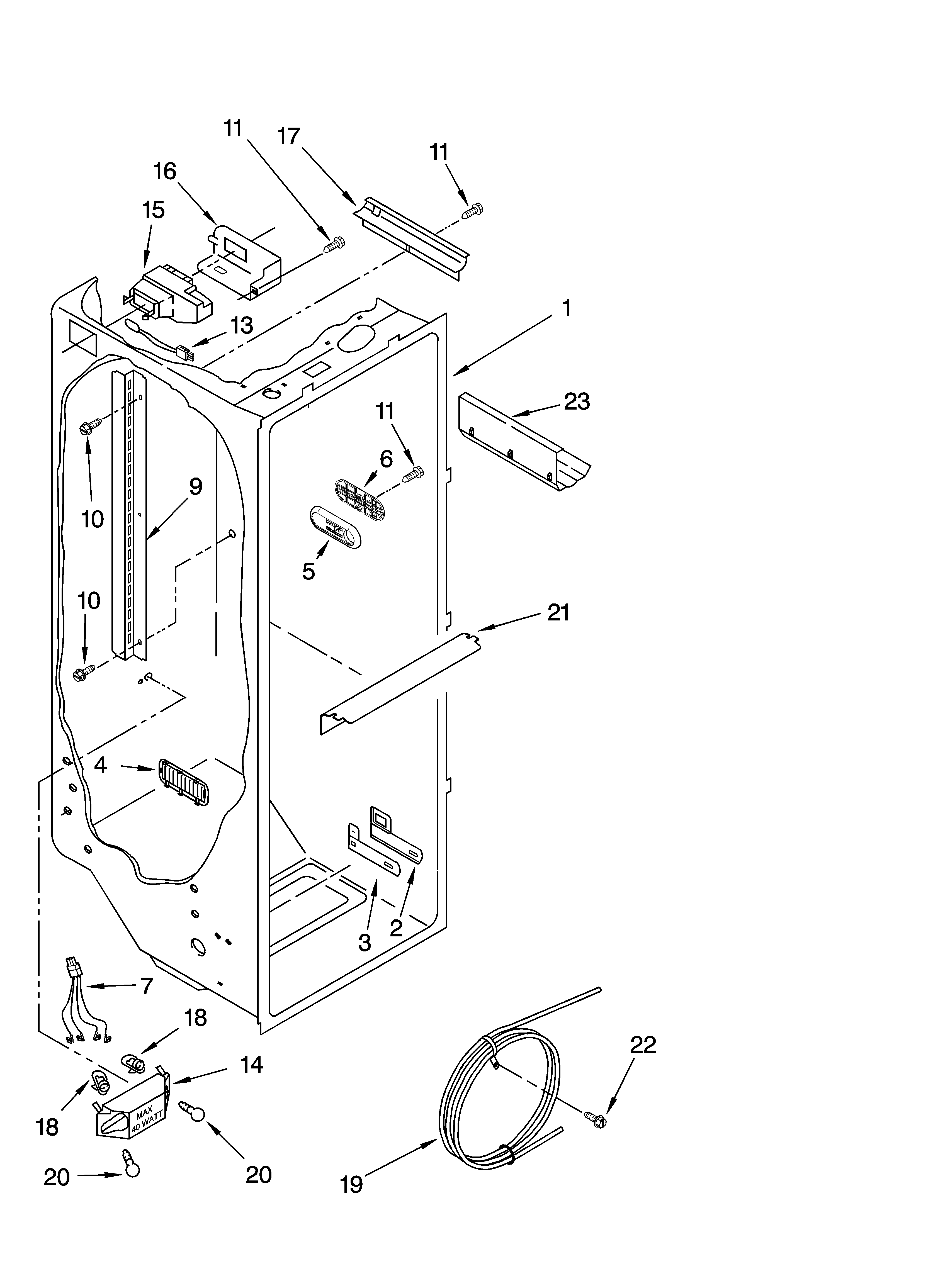 KitchenAid KSRA25CNSS02 refrigerator liner parts diagram