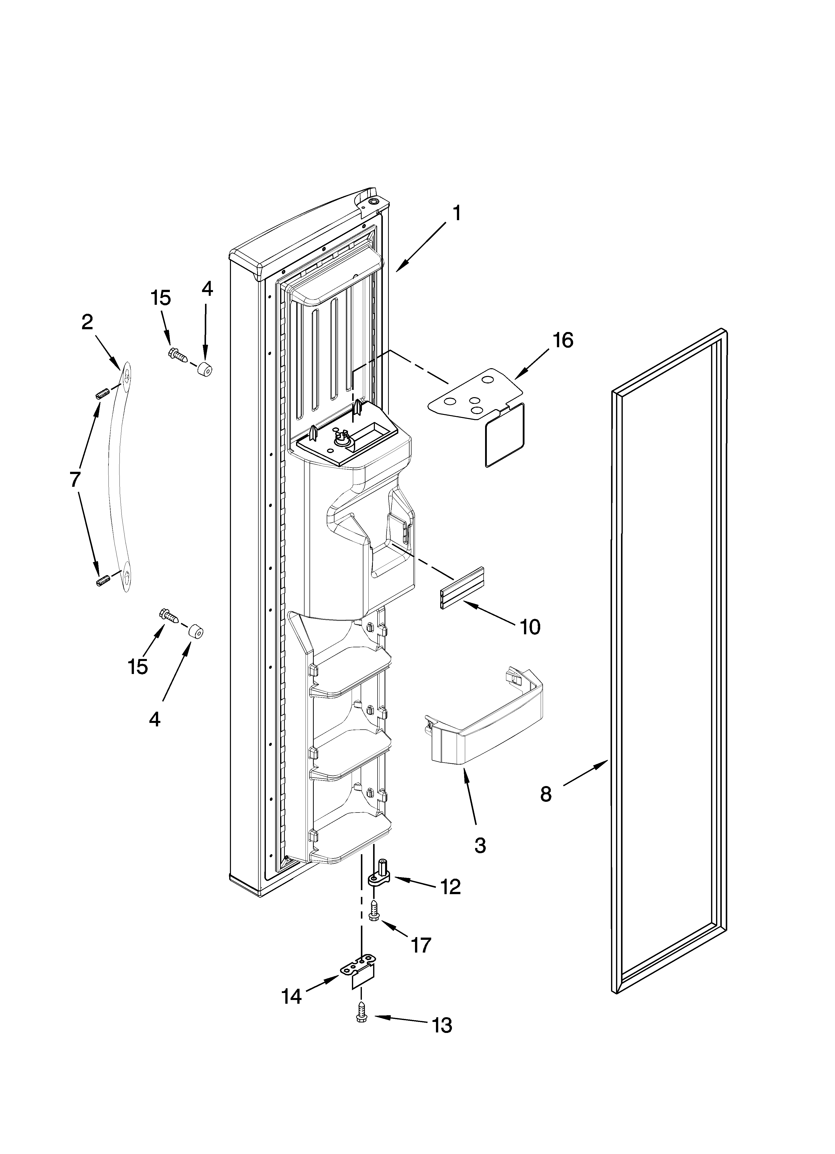 KitchenAid KSRA25CNSS02 freezer door parts diagram