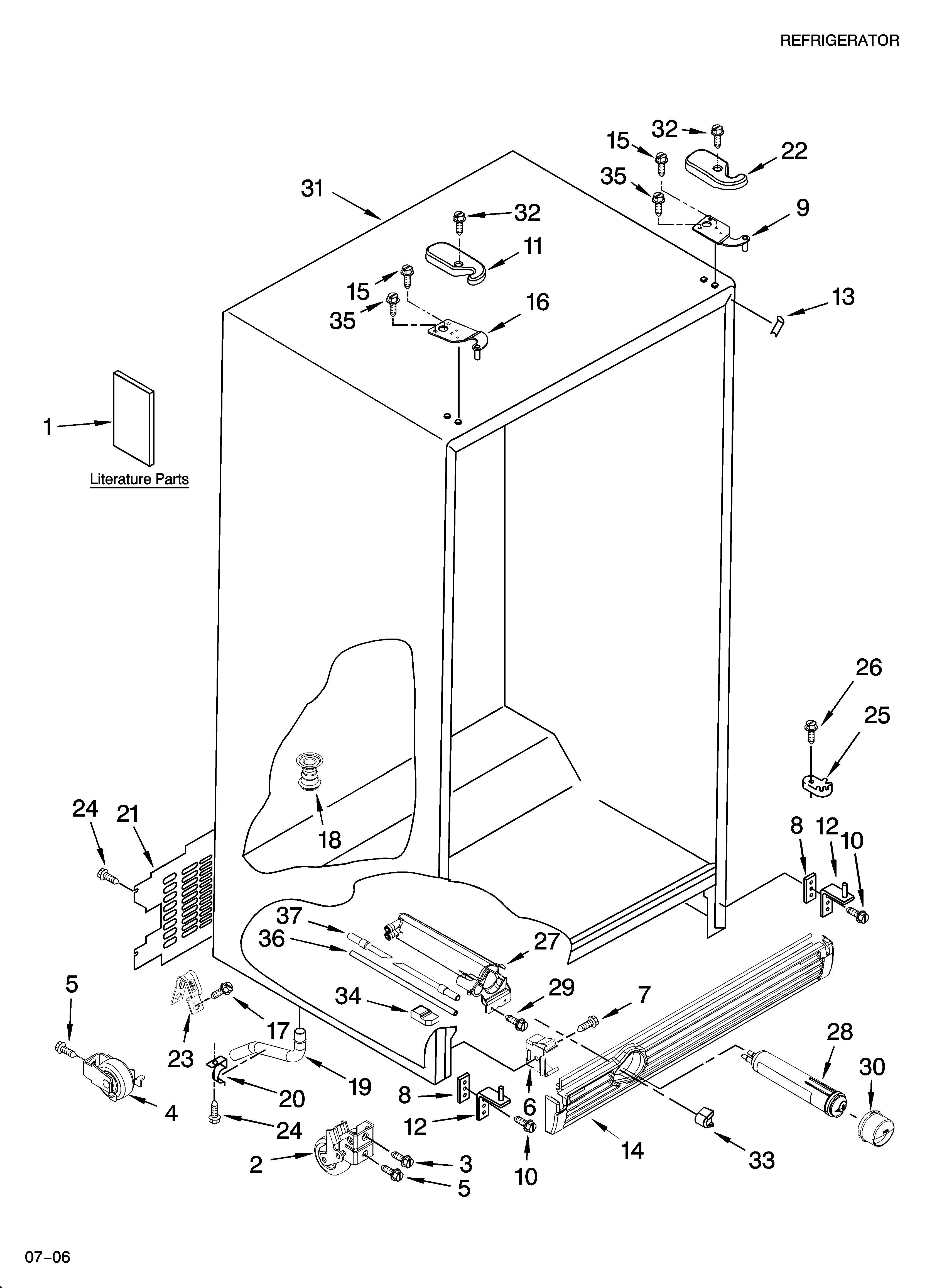 KitchenAid KSRL25FRSS04 cabinet parts diagram