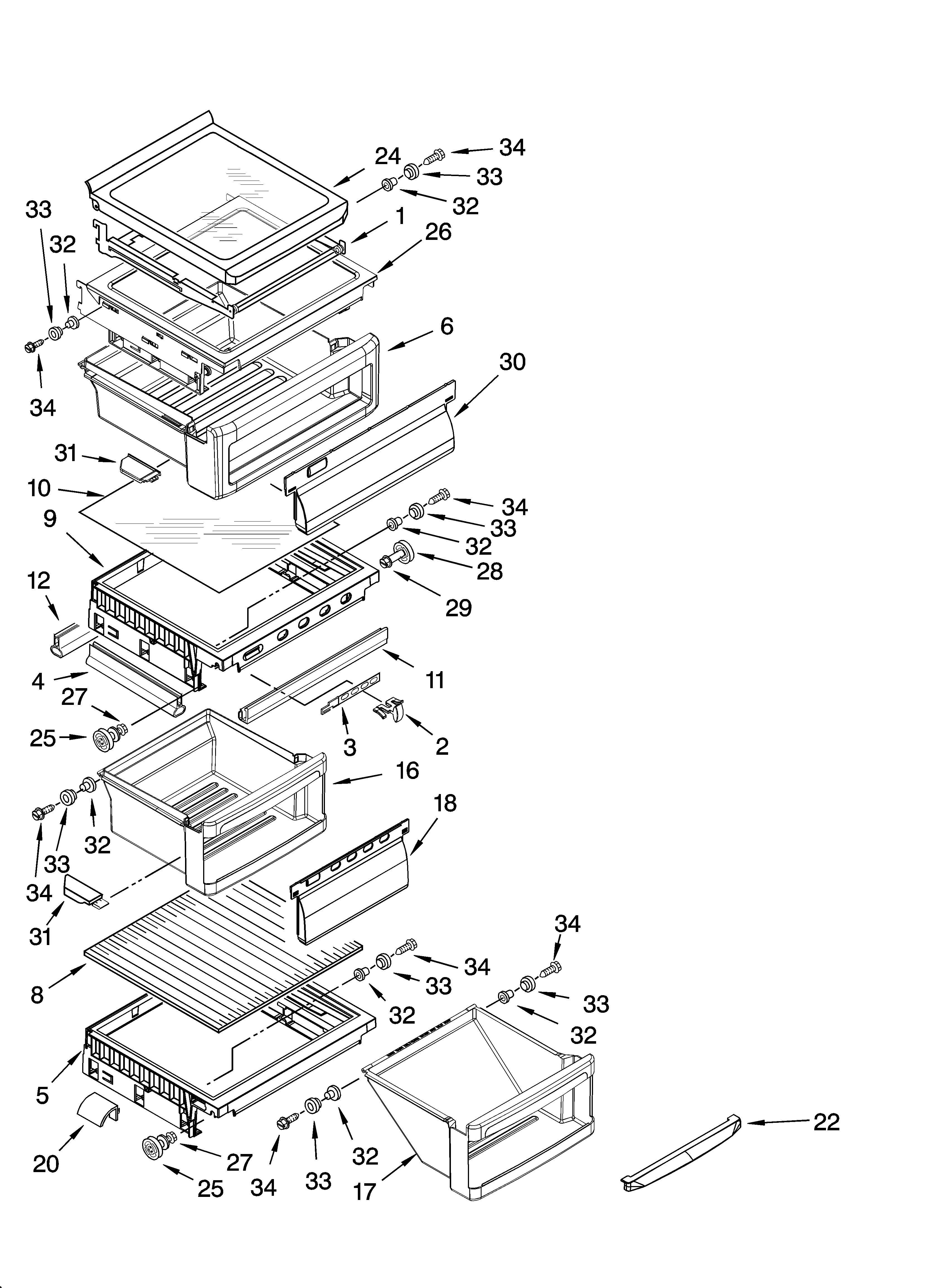 KitchenAid KSRL25FRSS04 refrigerator shelf parts diagram