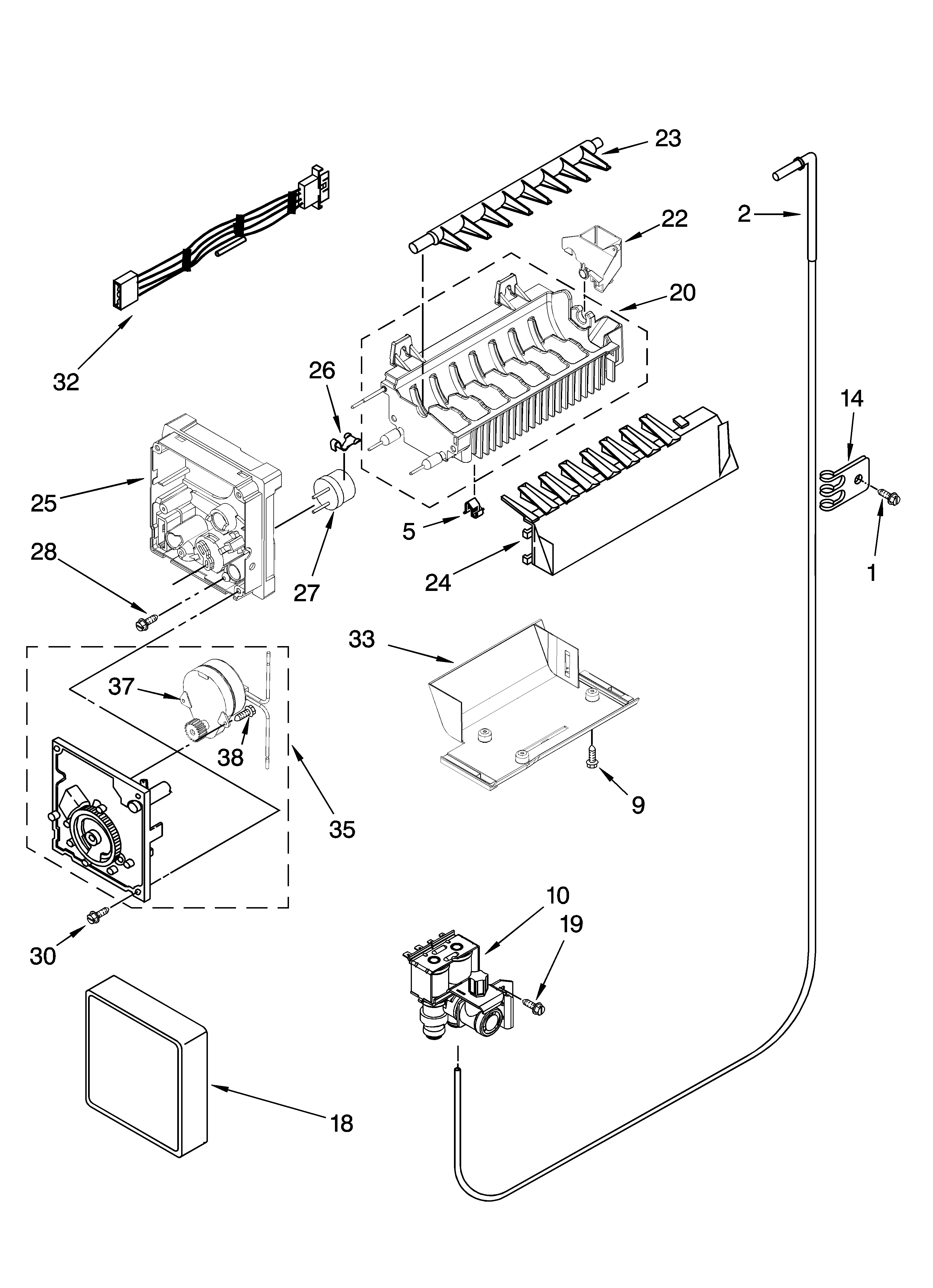 KitchenAid KSRL25FRSS04 icemaker parts, optional parts (not included) diagram