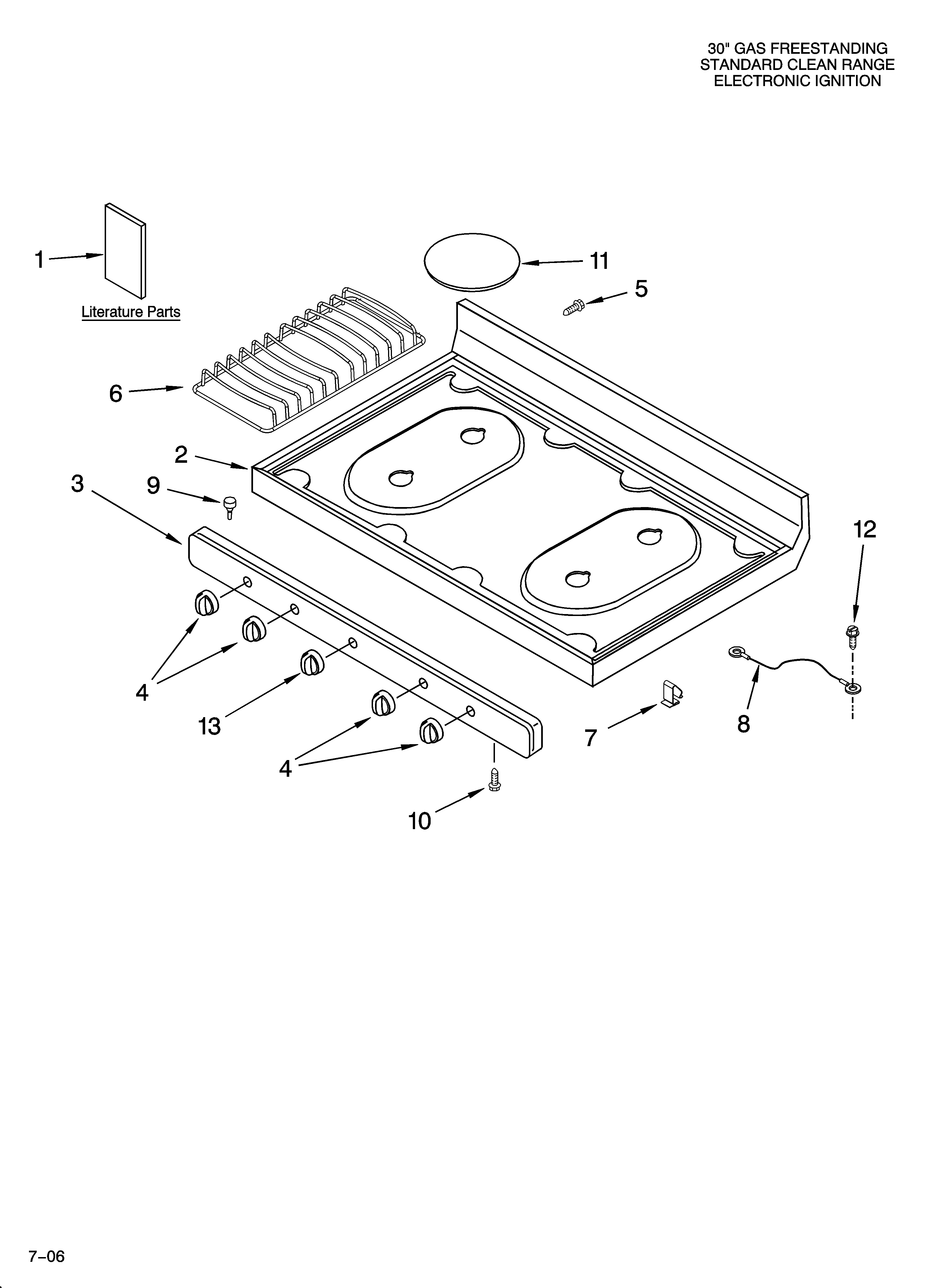 Whirlpool SF110AXSQ0 cooktop parts diagram
