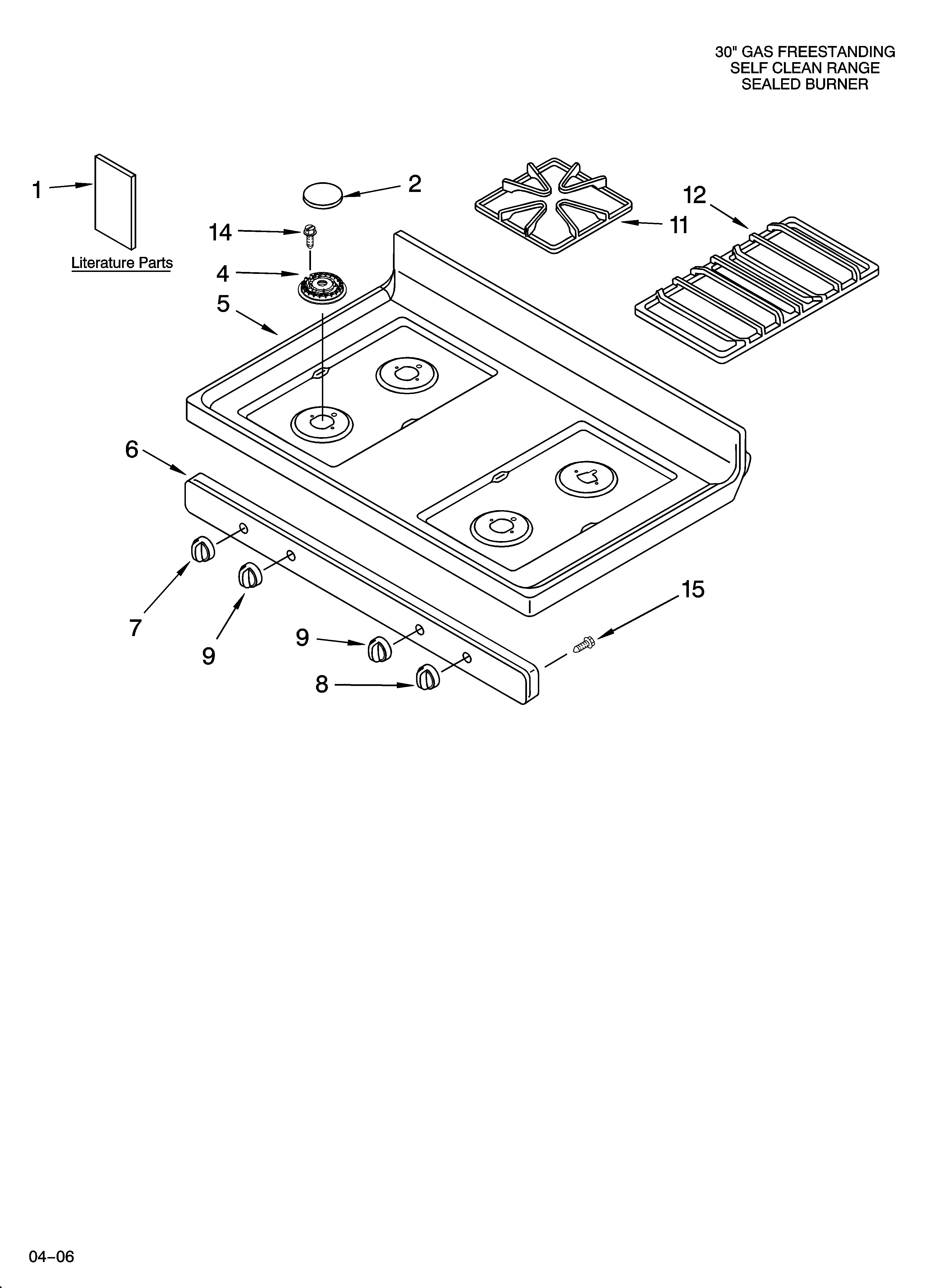 Whirlpool SF367LXSQ0 cooktop parts diagram