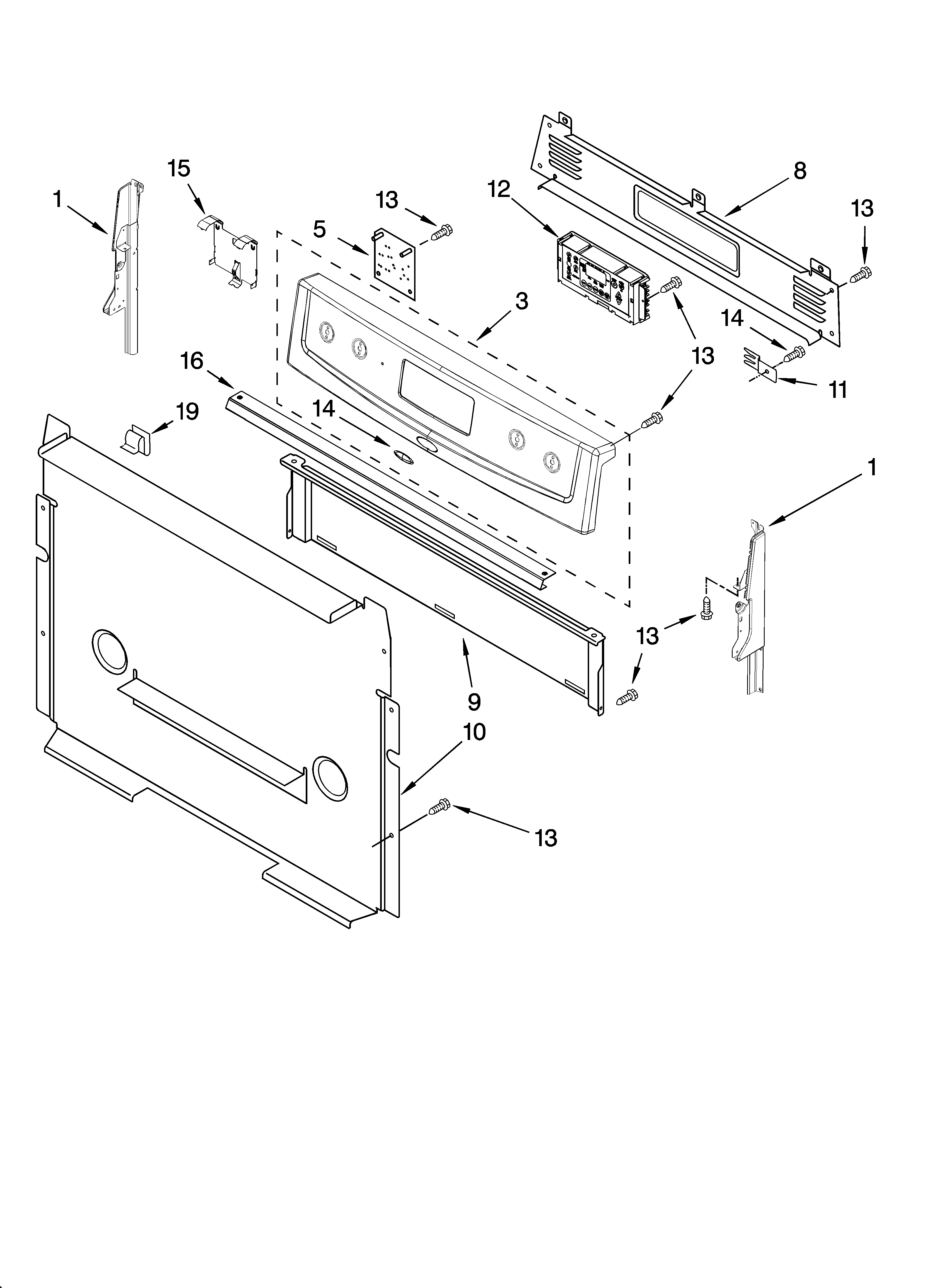 Whirlpool SF367LXSQ0 control panel parts diagram