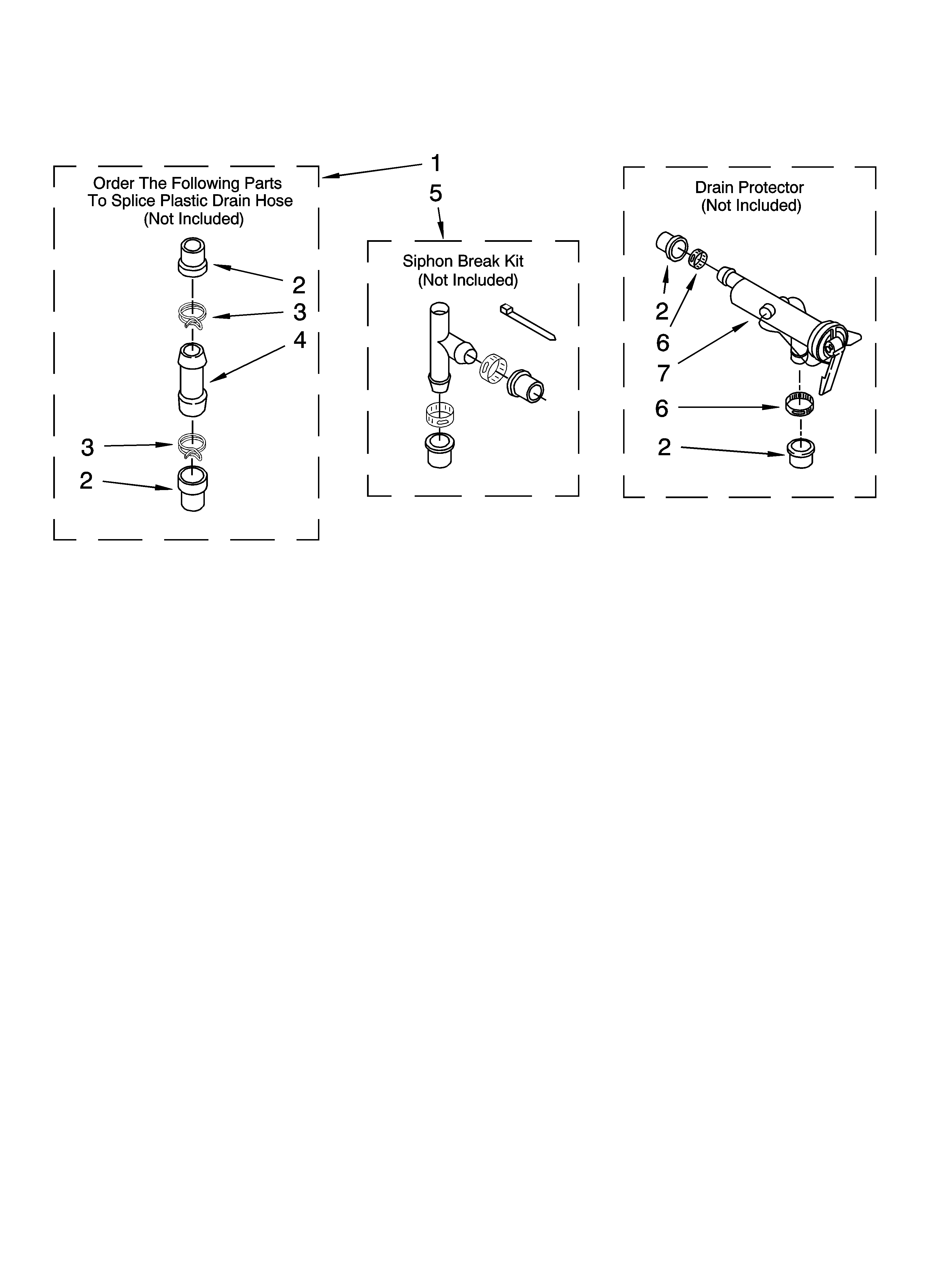 Whirlpool 3XLBR8543JQ5 water system parts, optional parts (not included) diagram
