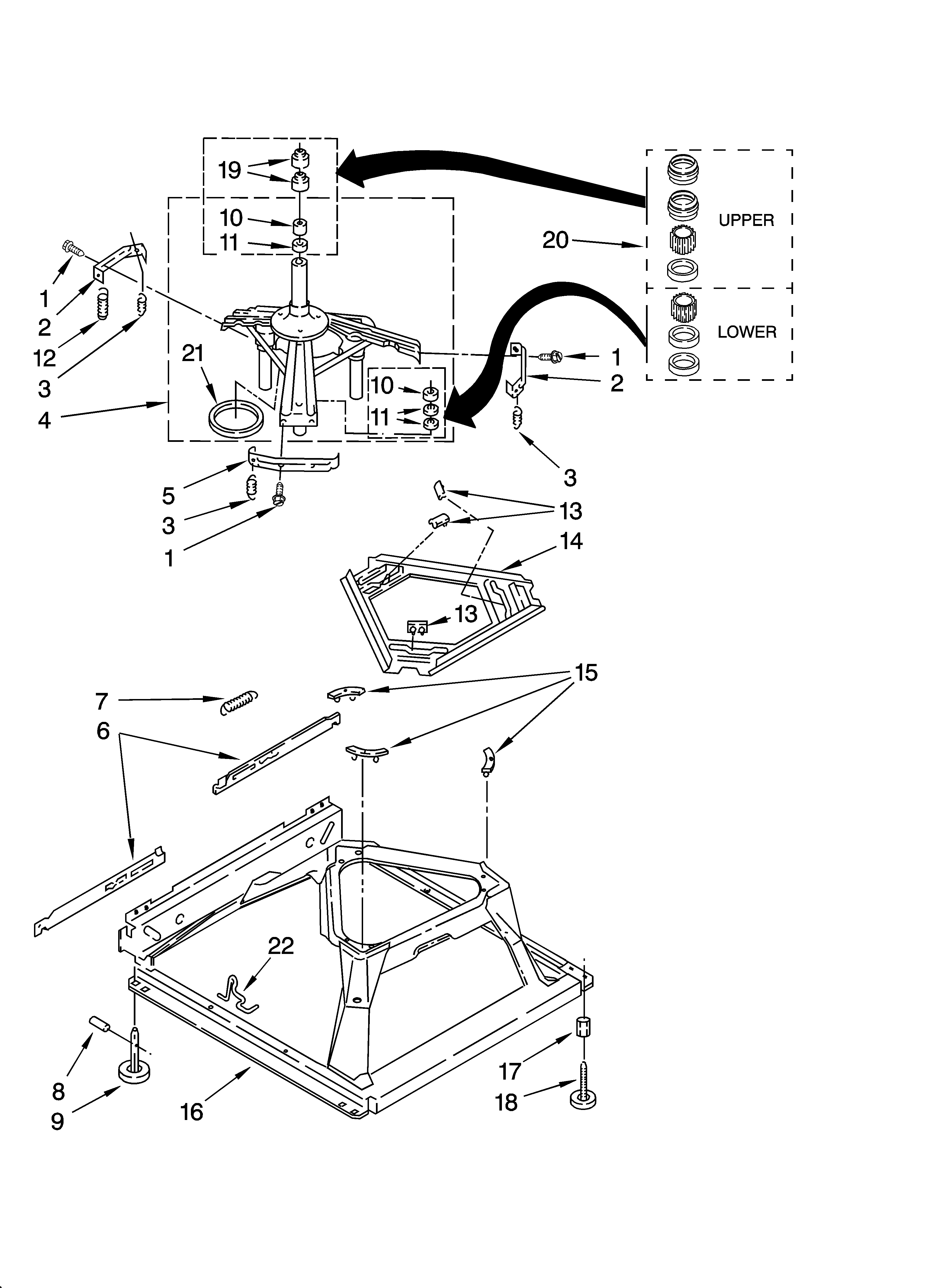 Whirlpool 7MWT97920SG0 machine base parts diagram