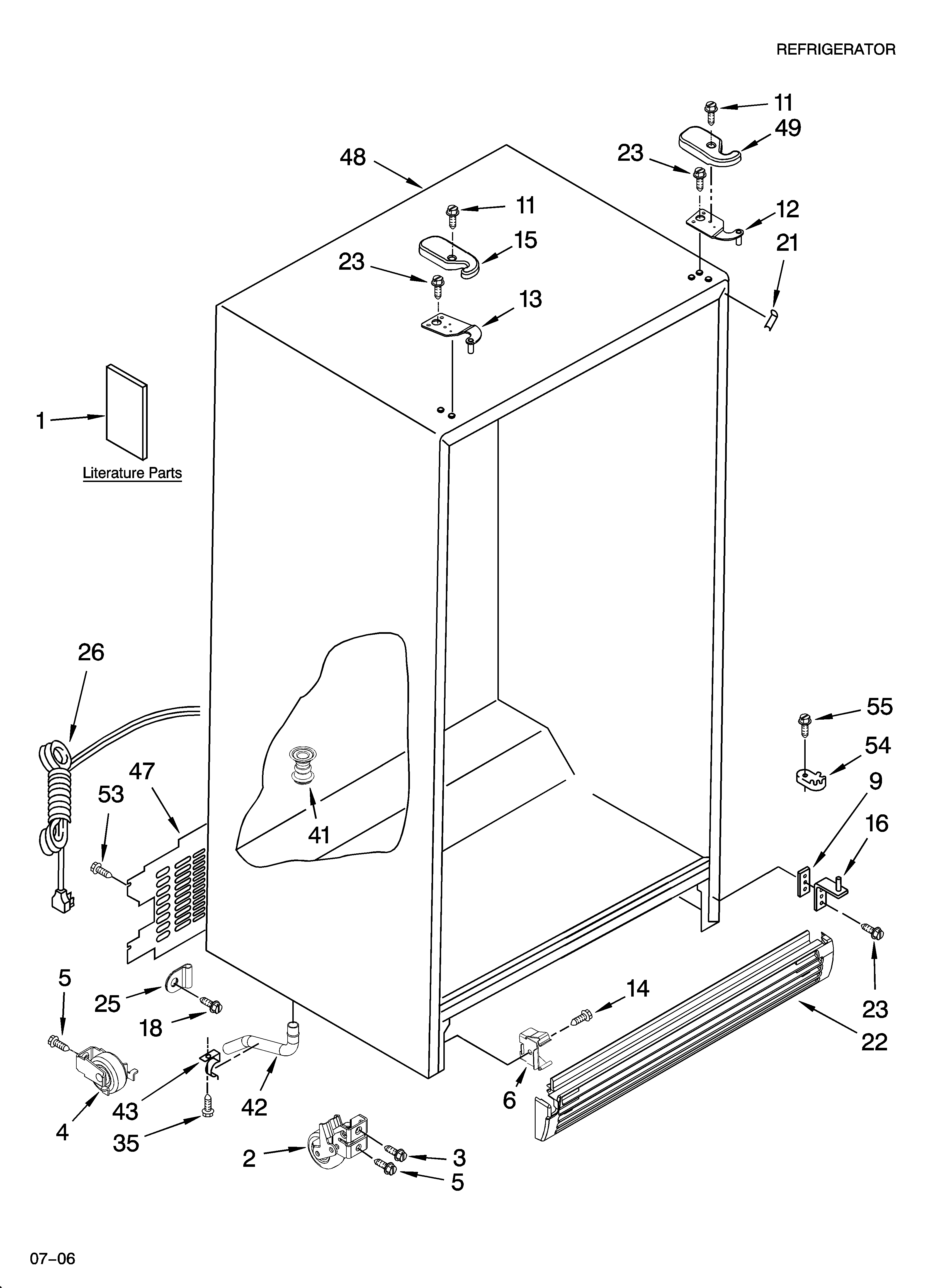 Whirlpool 5ED2FHKXRL03 cabinet parts diagram