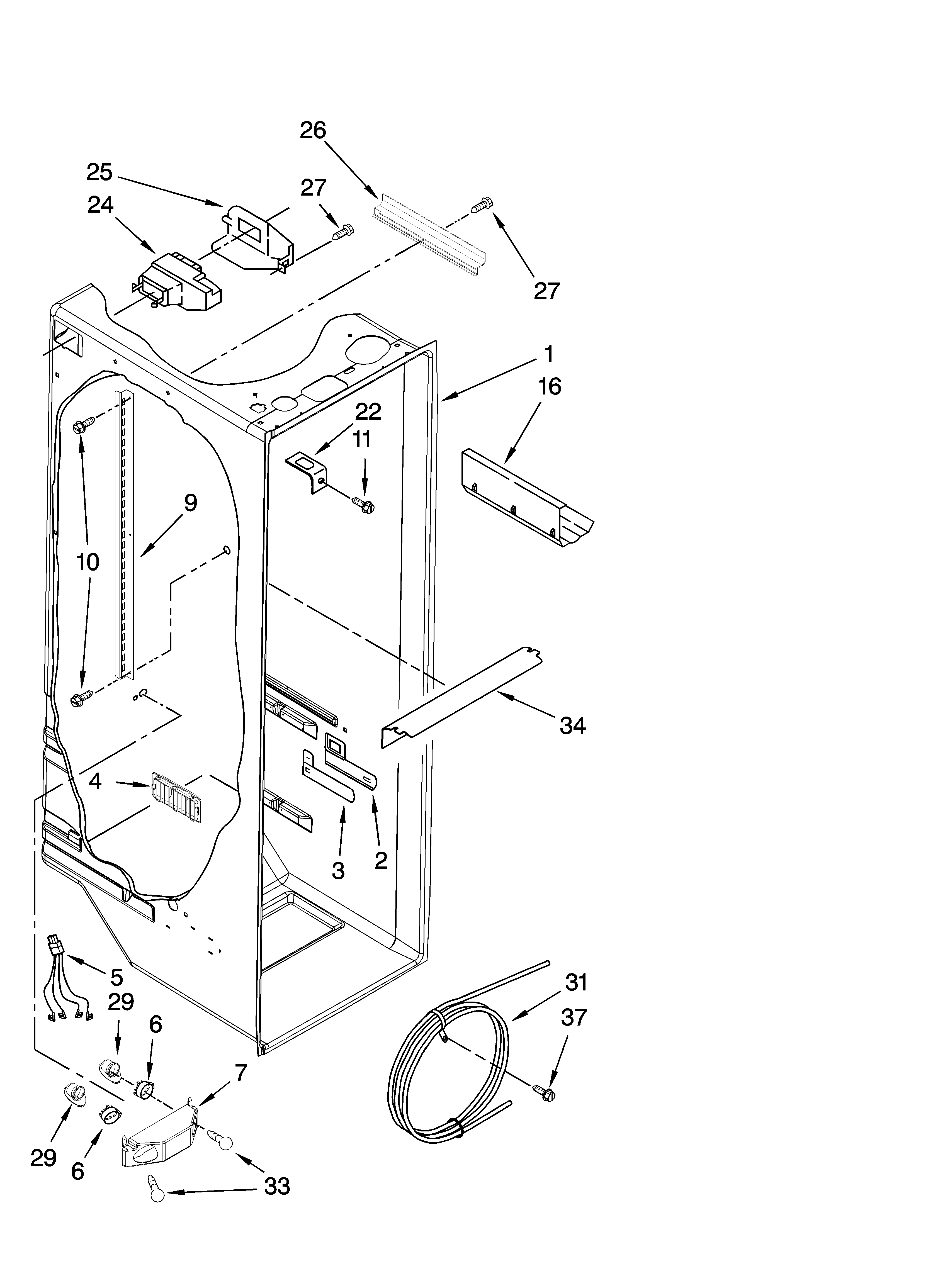 Whirlpool 5VES3FHGRS02 refrigerator liner parts diagram