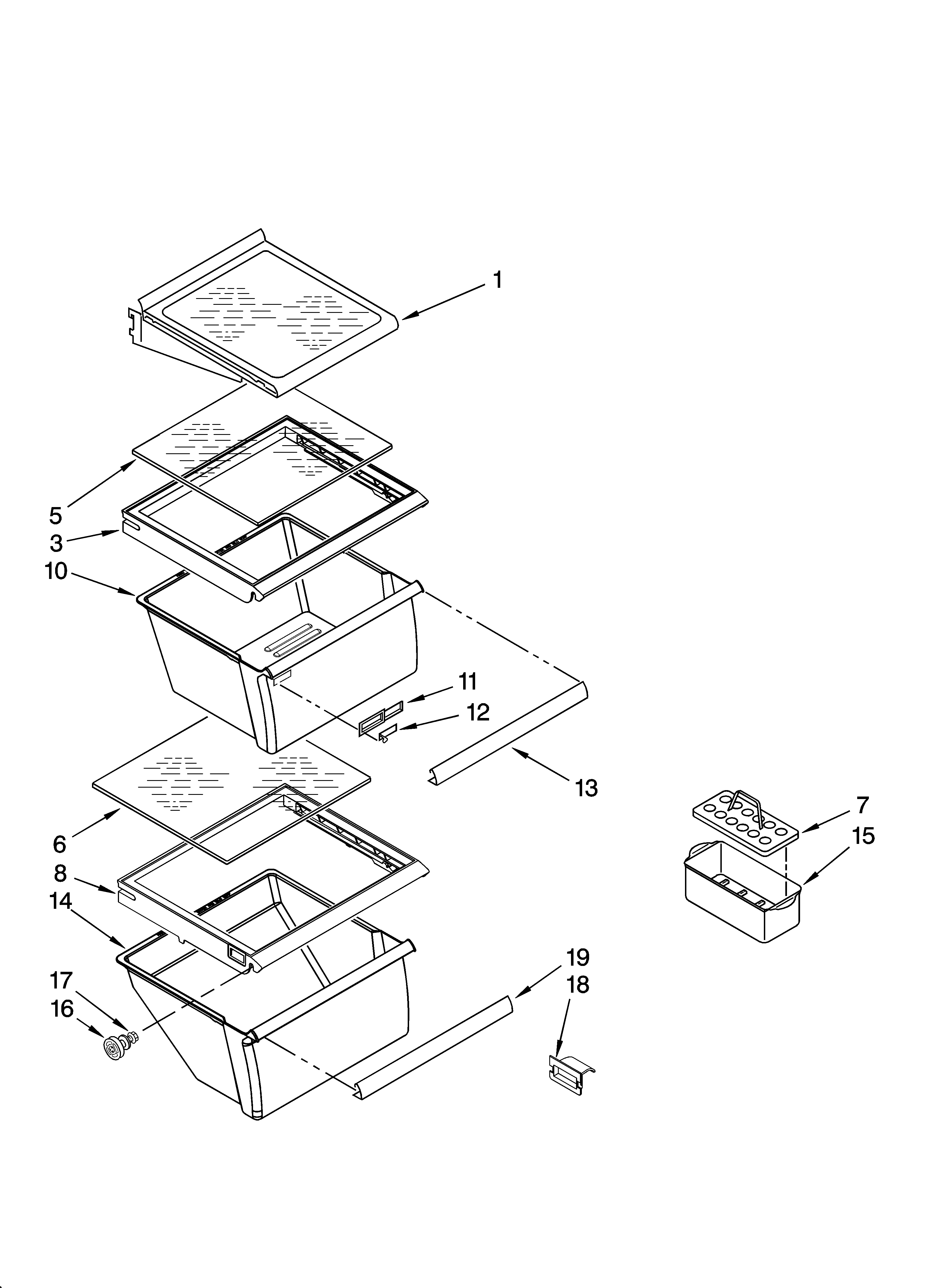 Whirlpool 5VES3FHGRS02 refrigerator shelf parts diagram