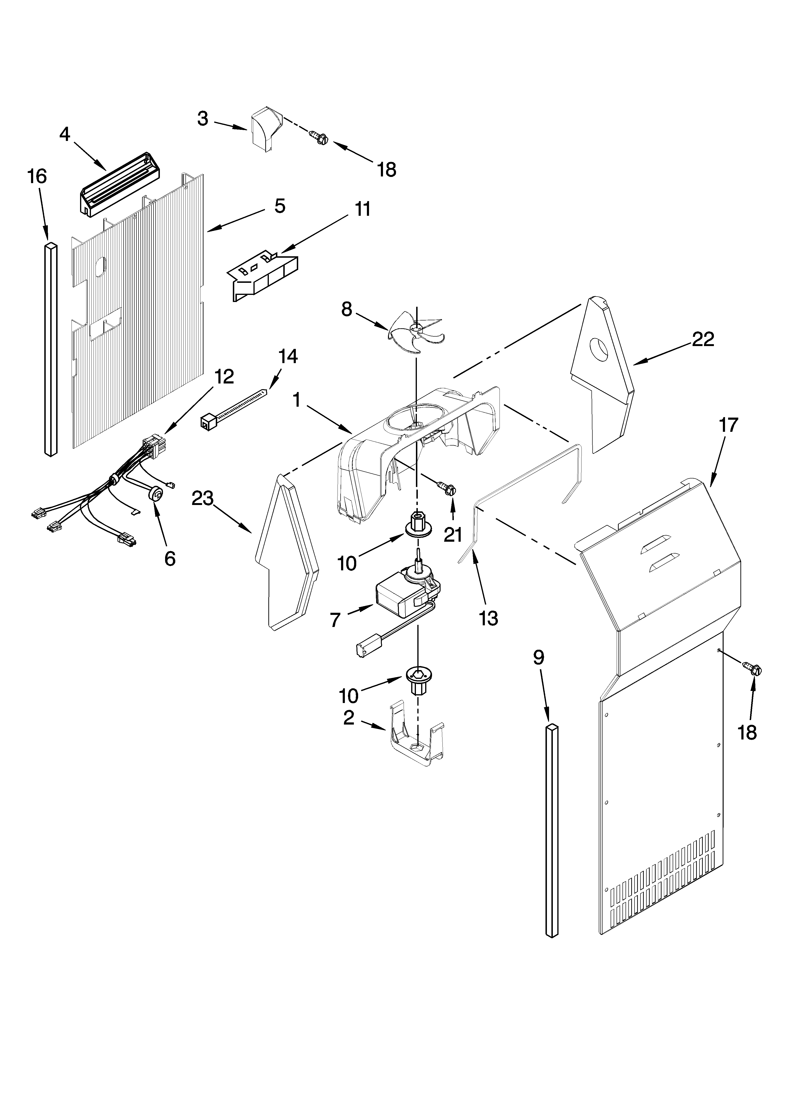 Whirlpool 5VES3FHGRS02 air flow parts diagram