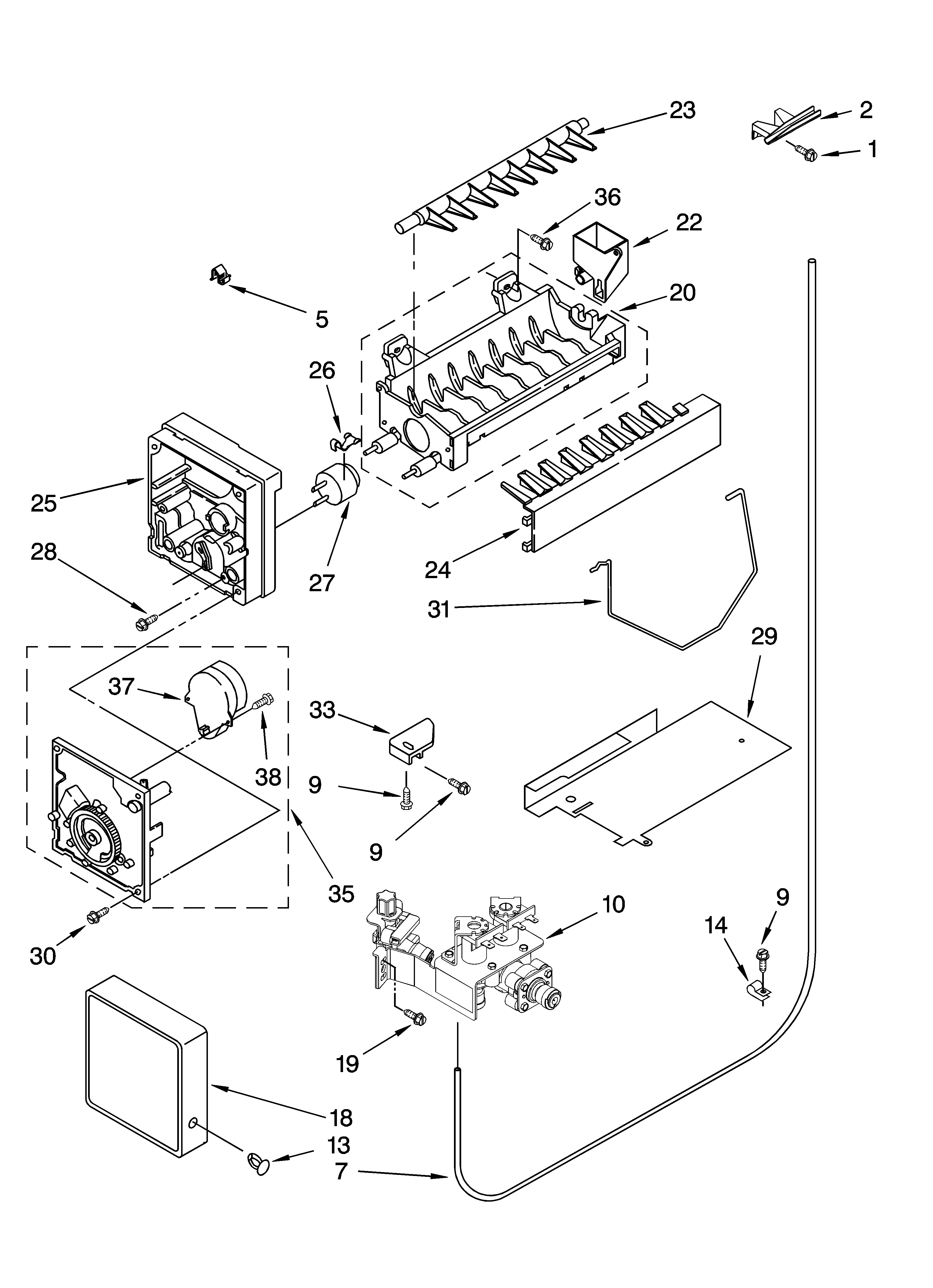 Whirlpool 5VES3FHGRS02 icemaker parts, optional parts (not included) diagram