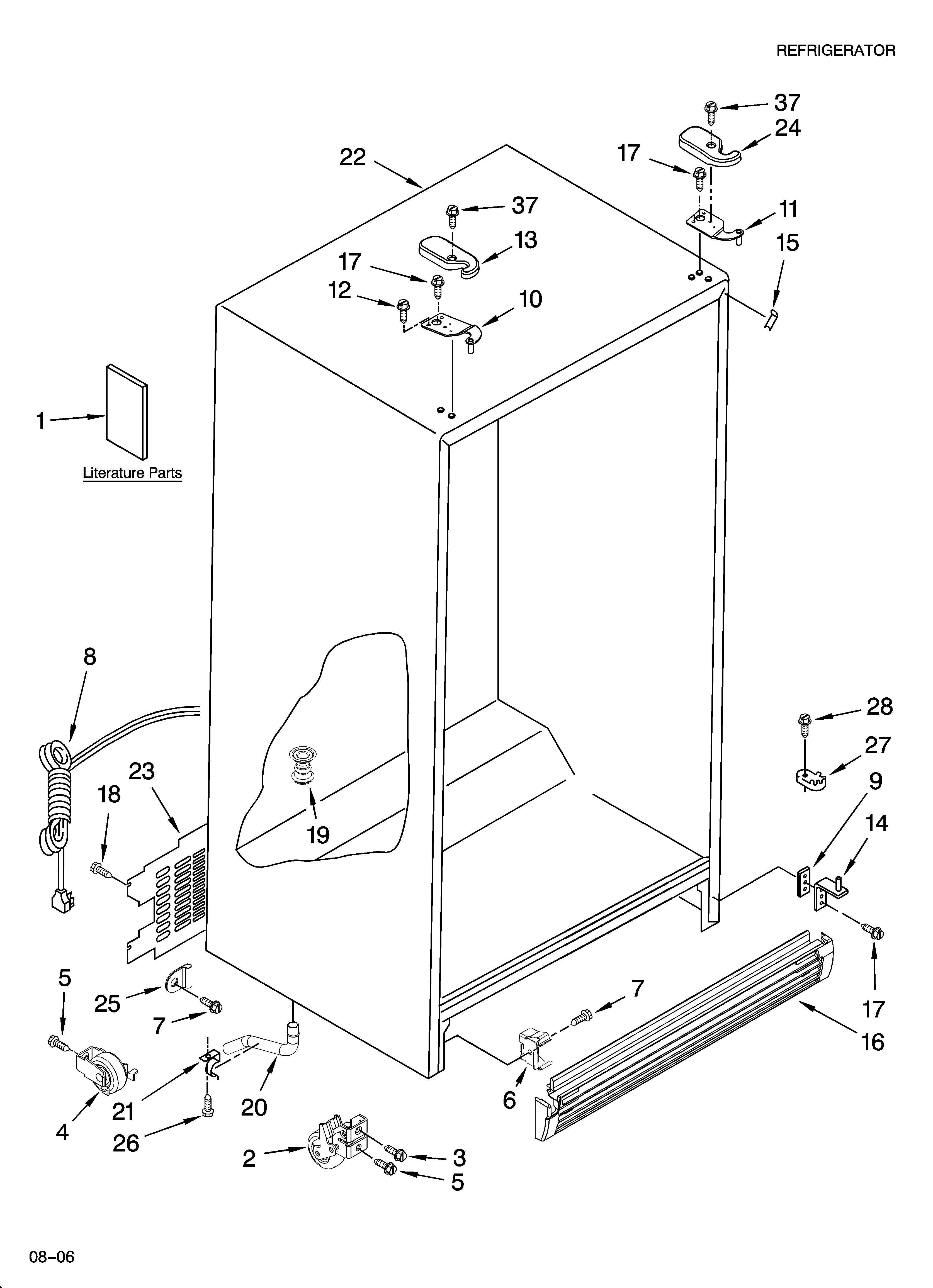 Whirlpool 6GD22DCXHW06 cabinet parts diagram