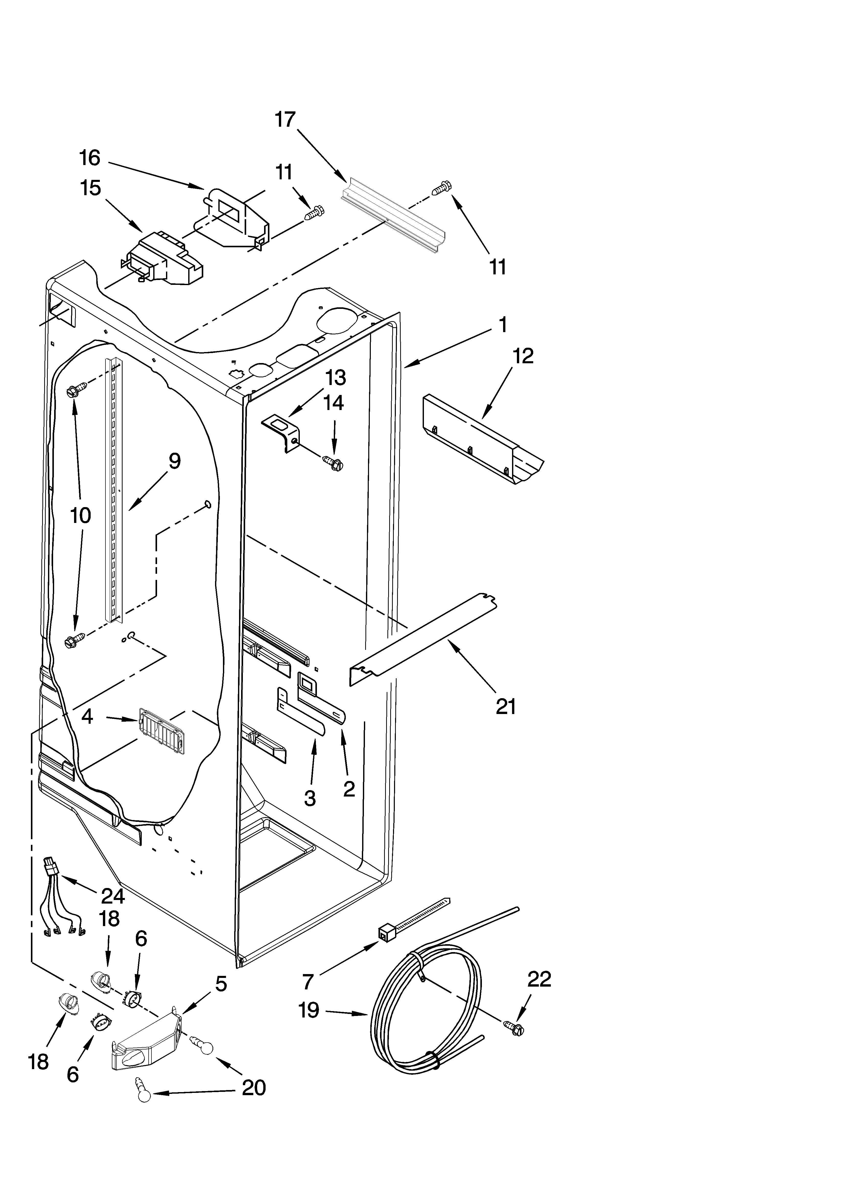 Whirlpool 6GD22DCXHW06 refrigerator liner parts diagram