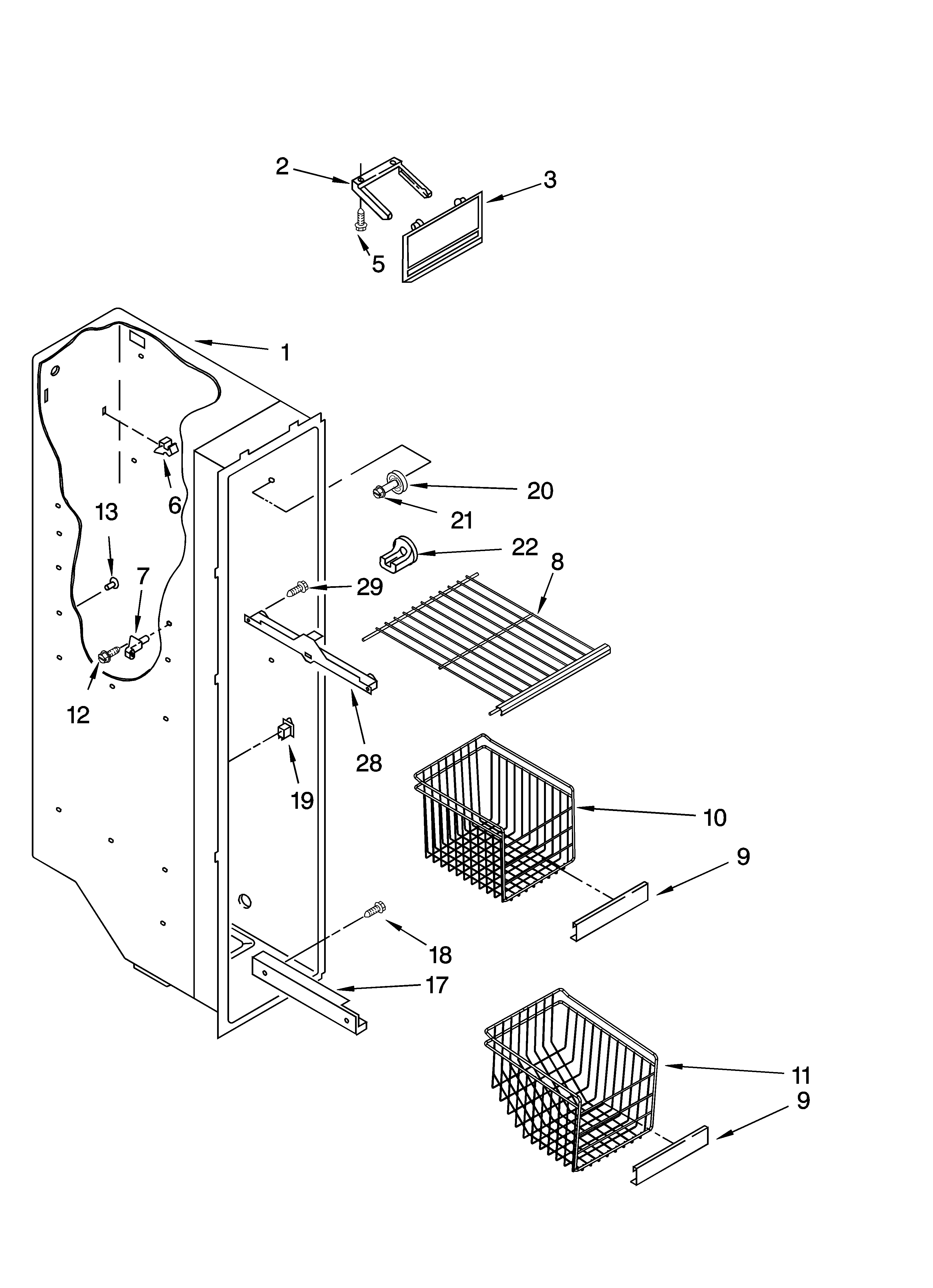 Whirlpool 6GD22DCXHW06 freezer liner parts diagram