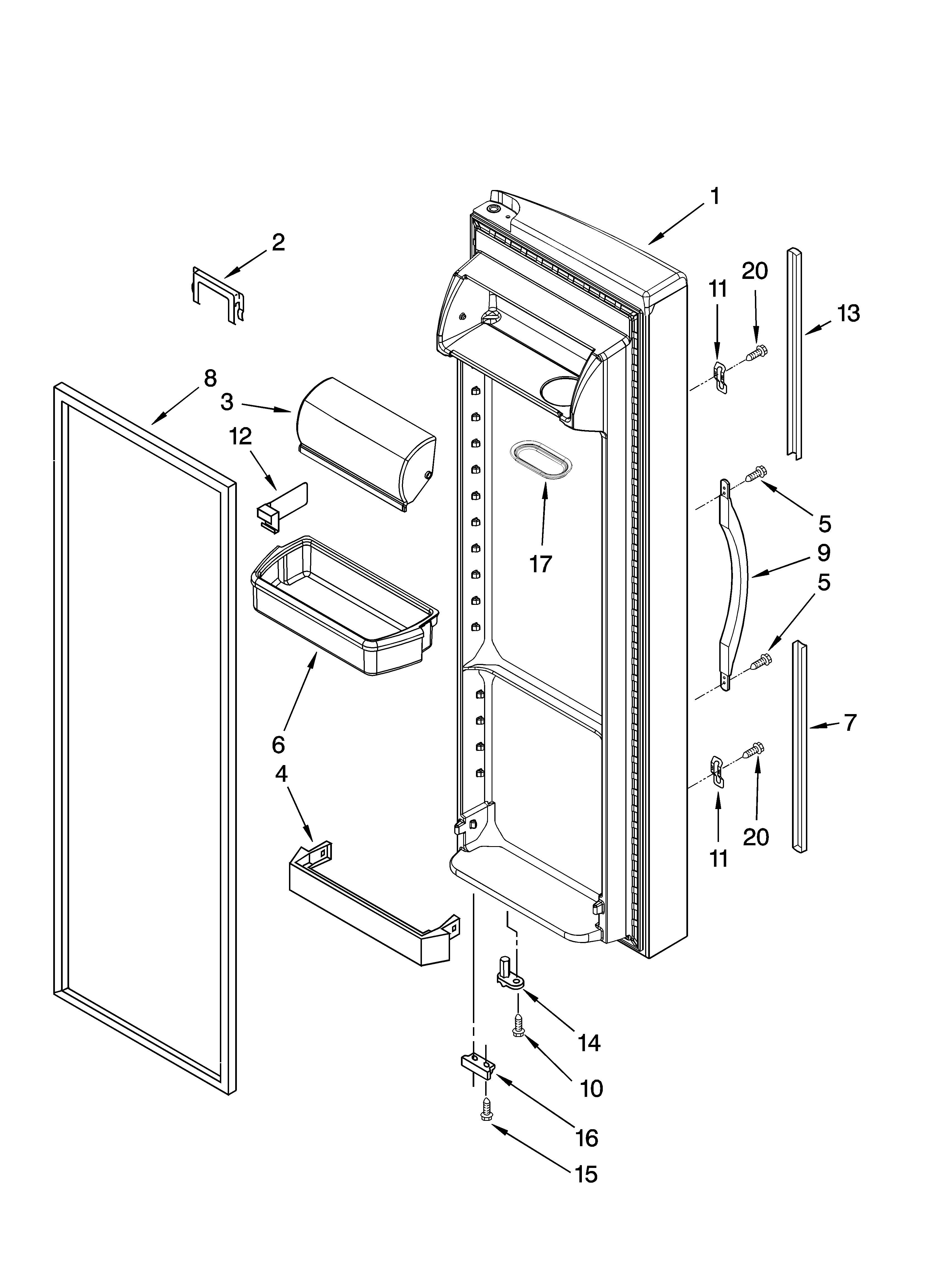 Whirlpool 6GD22DCXHW06 refrigerator door parts diagram